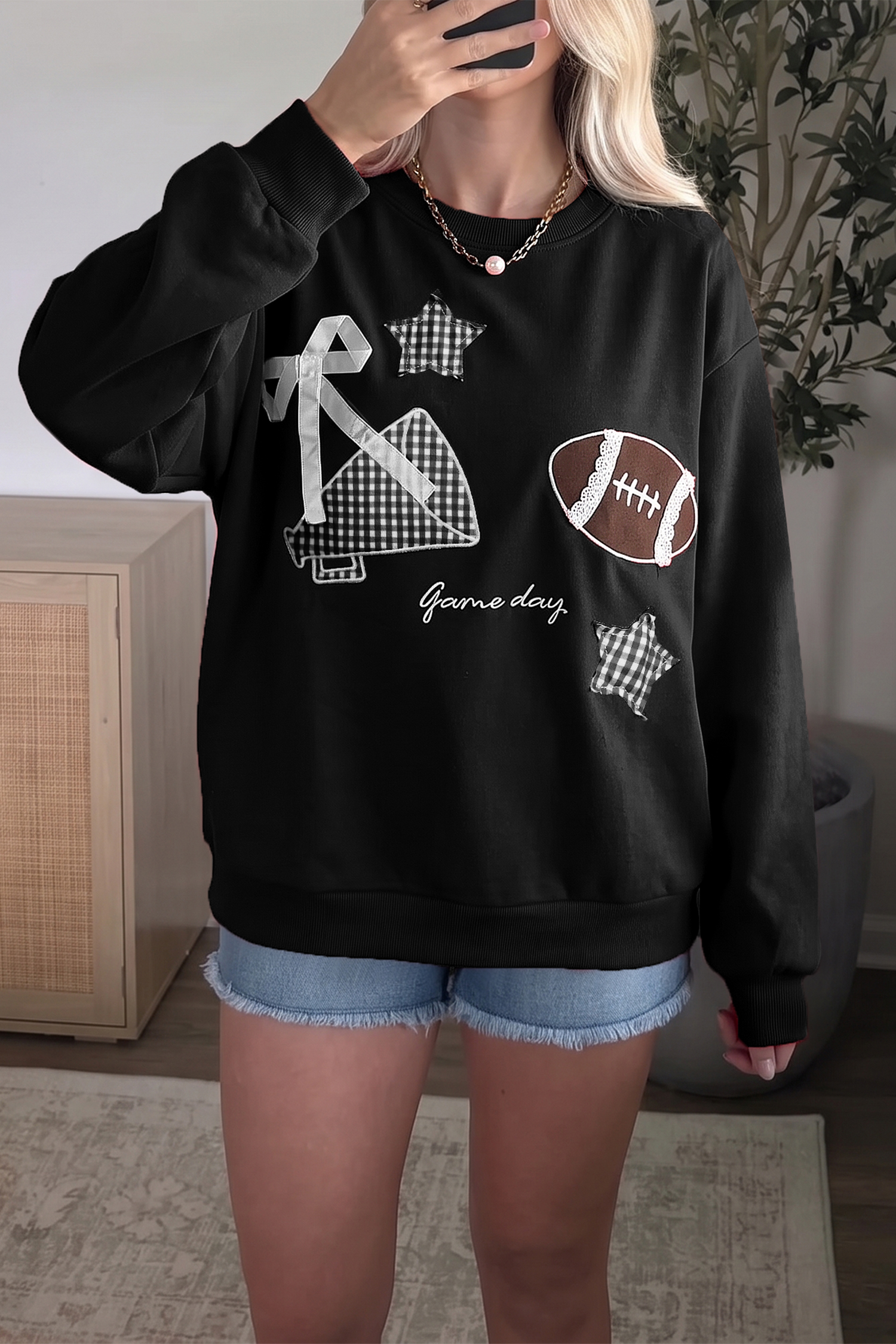 Women's Long Sleeve Sweatshirt, Cozy Cotton Blend Pullover - Detail View 6