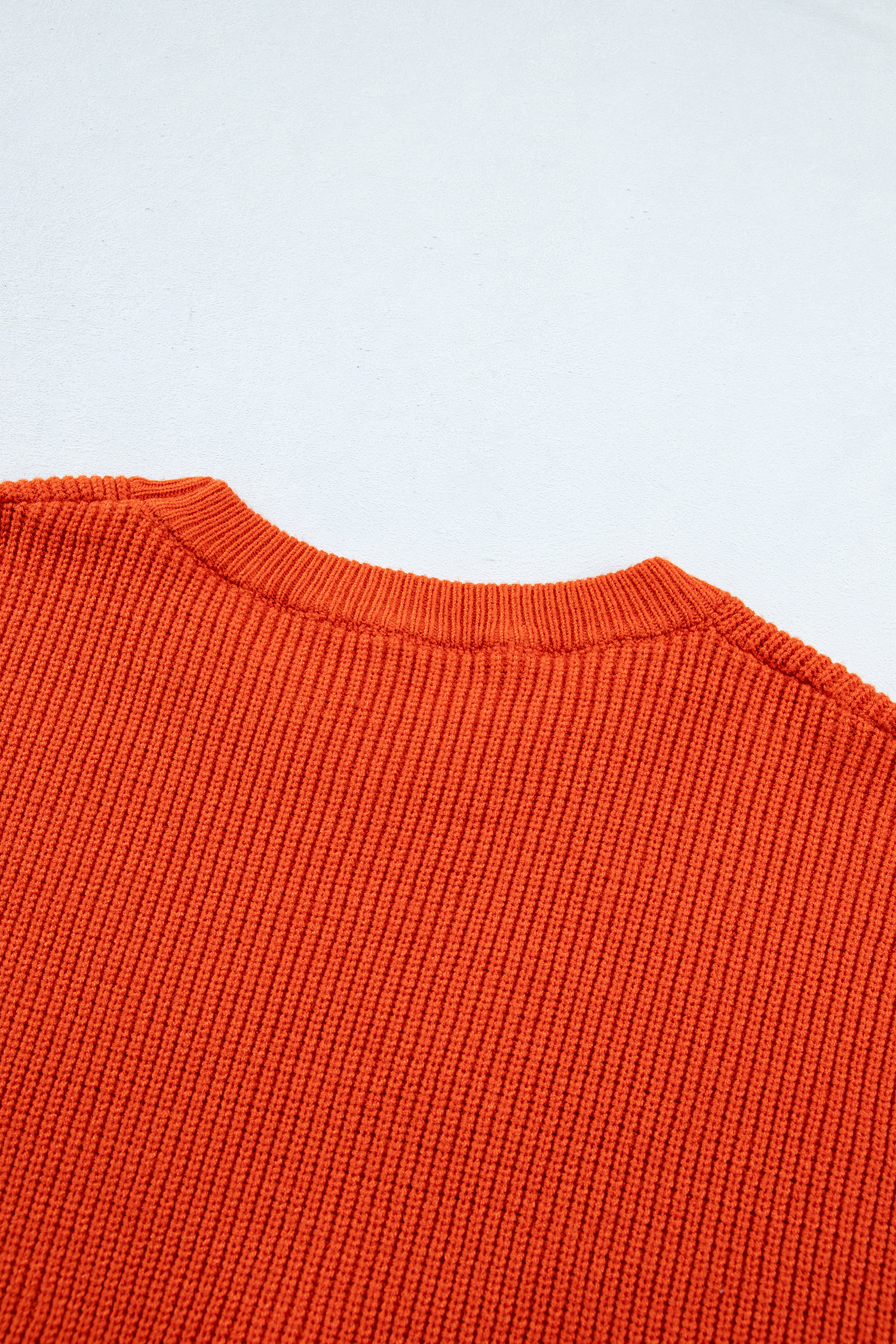 Women's Orange Sweater, Soft Drop Shoulder Fall Knitwear - Detail View 9