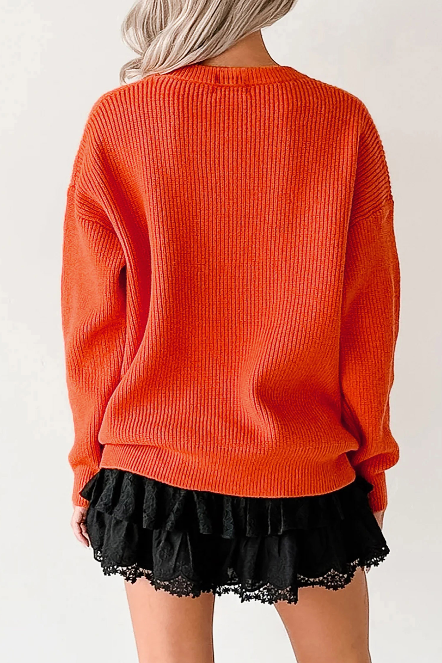 Women's Halloween Sweater, Casual Ribbed Knit Pullover - Detail View 13