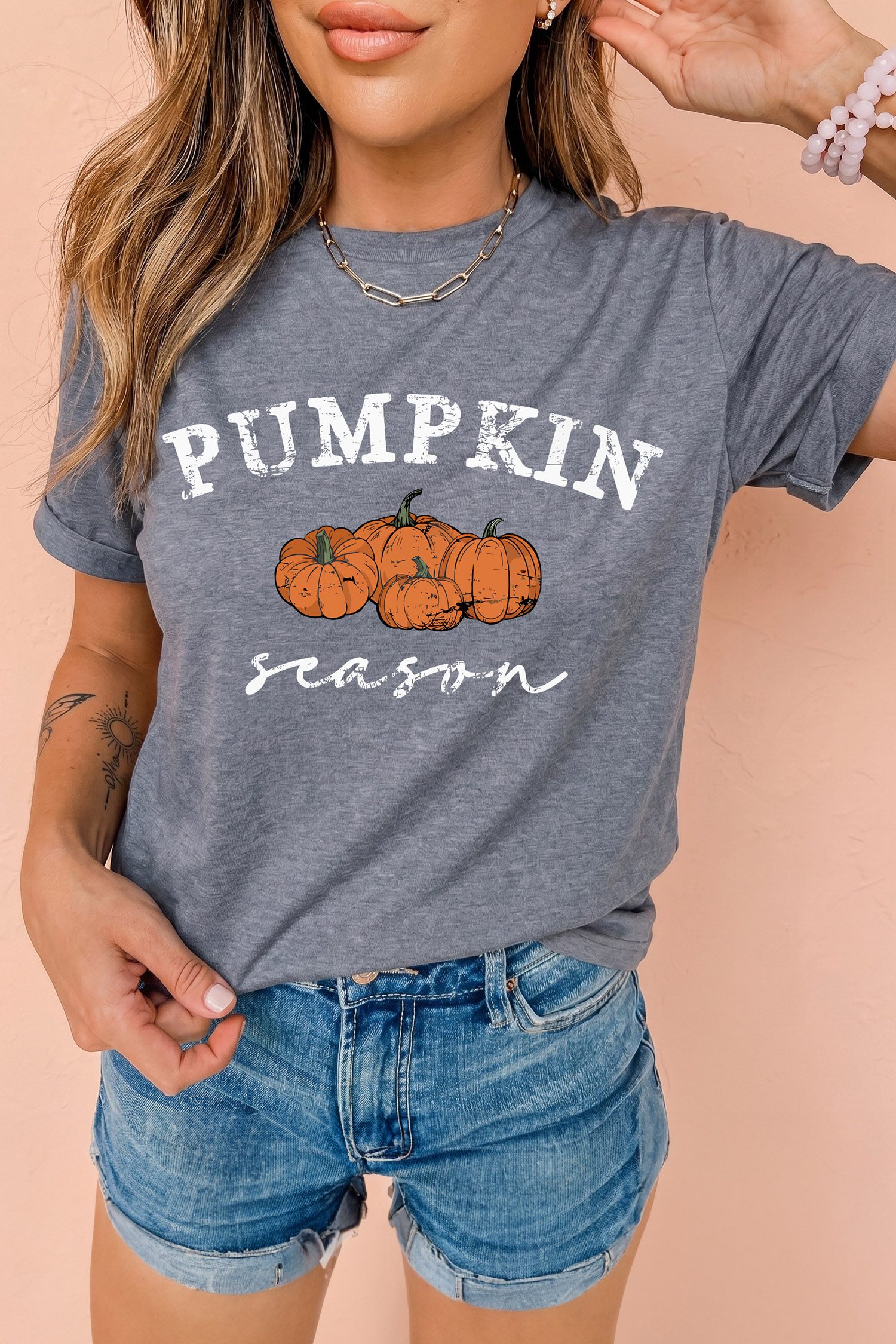 Soft Round Neck Graphic Tee, Women's Casual Daily Top - Detail View 3