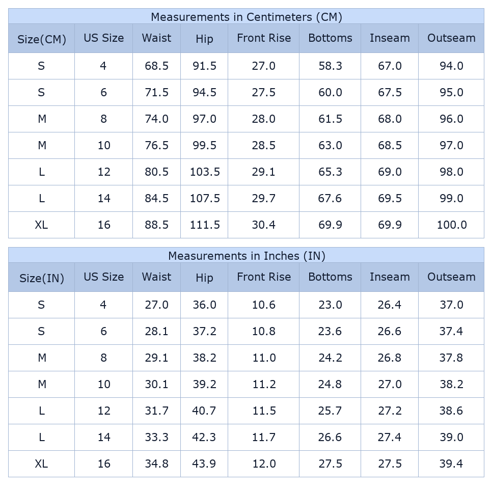 Women's High Waist Flare Jeans – Frayed Hem Denim Pants - Size Chart & Details