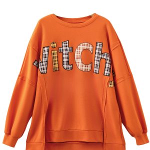 Women's Witchy Plaid Sweatshirt, Halloween Crewneck - Main View