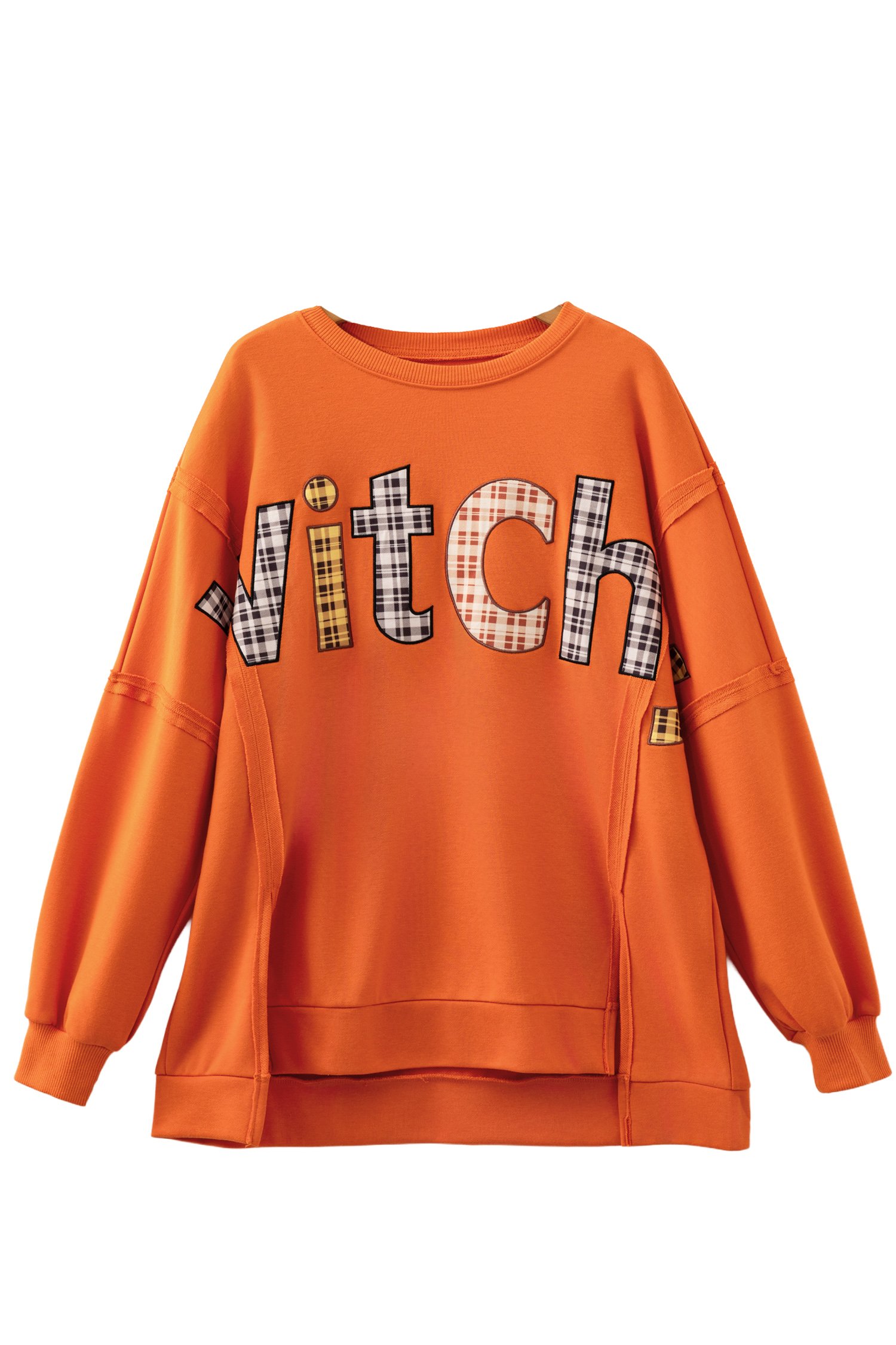 Women's Witchy Plaid Sweatshirt, Halloween Crewneck - Main View