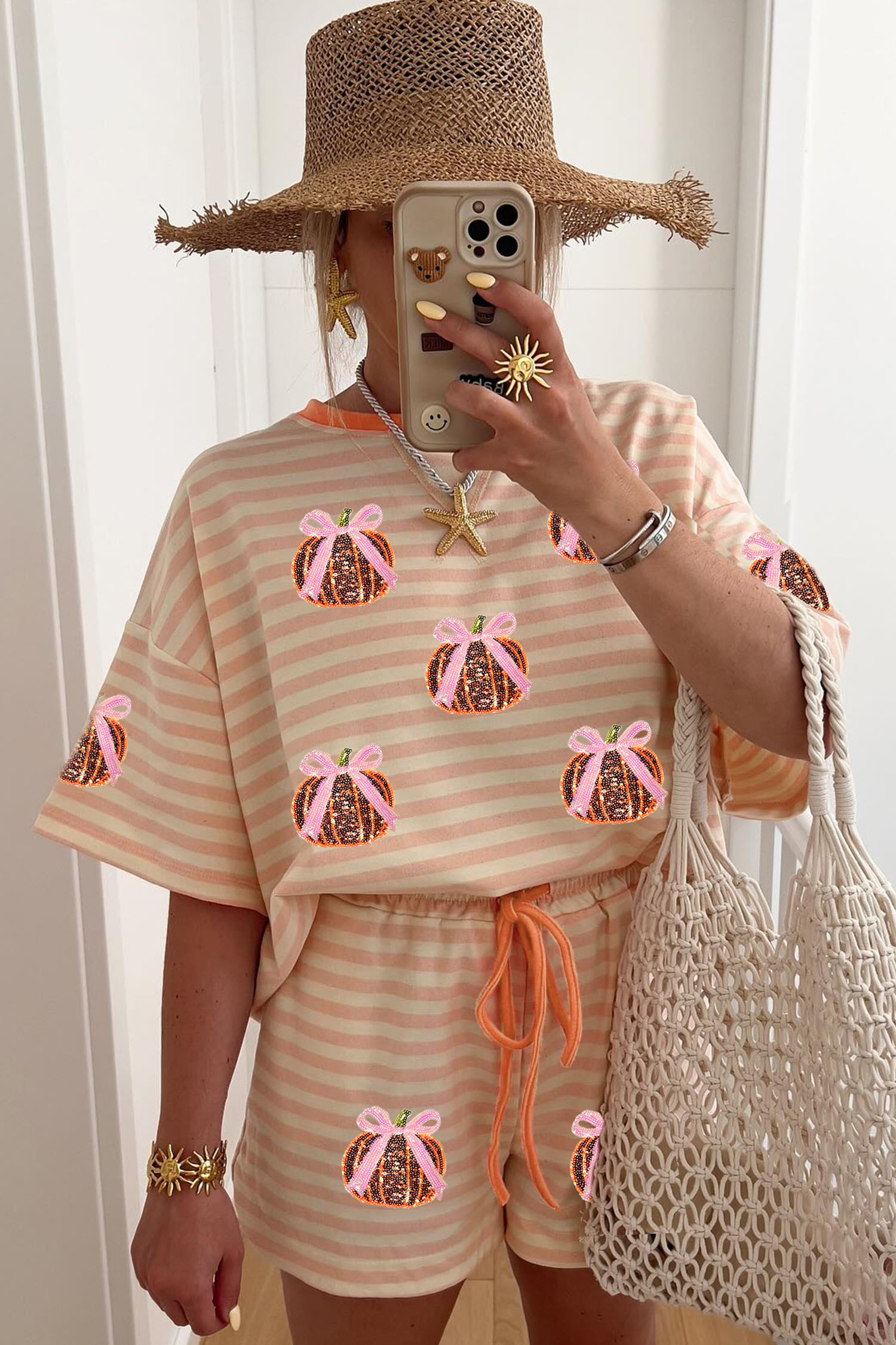 Cotton Graphic Two Piece Set, Comfy Women's Summer Wear - Detail View 3