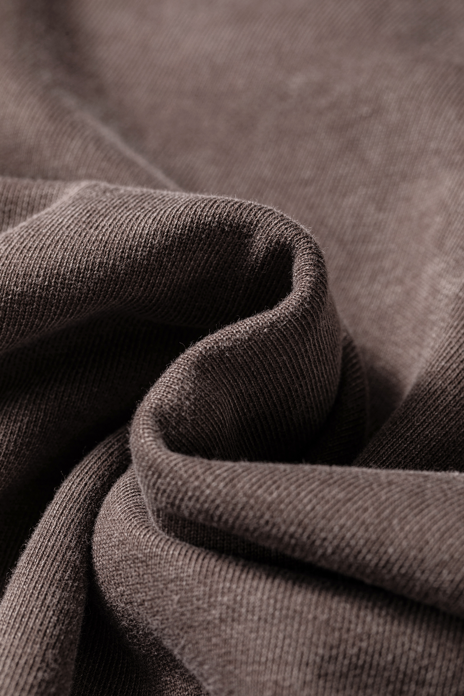 Vintage Style Cotton Pullover, Relaxed Dark Brown Round Neck - Detail View 11