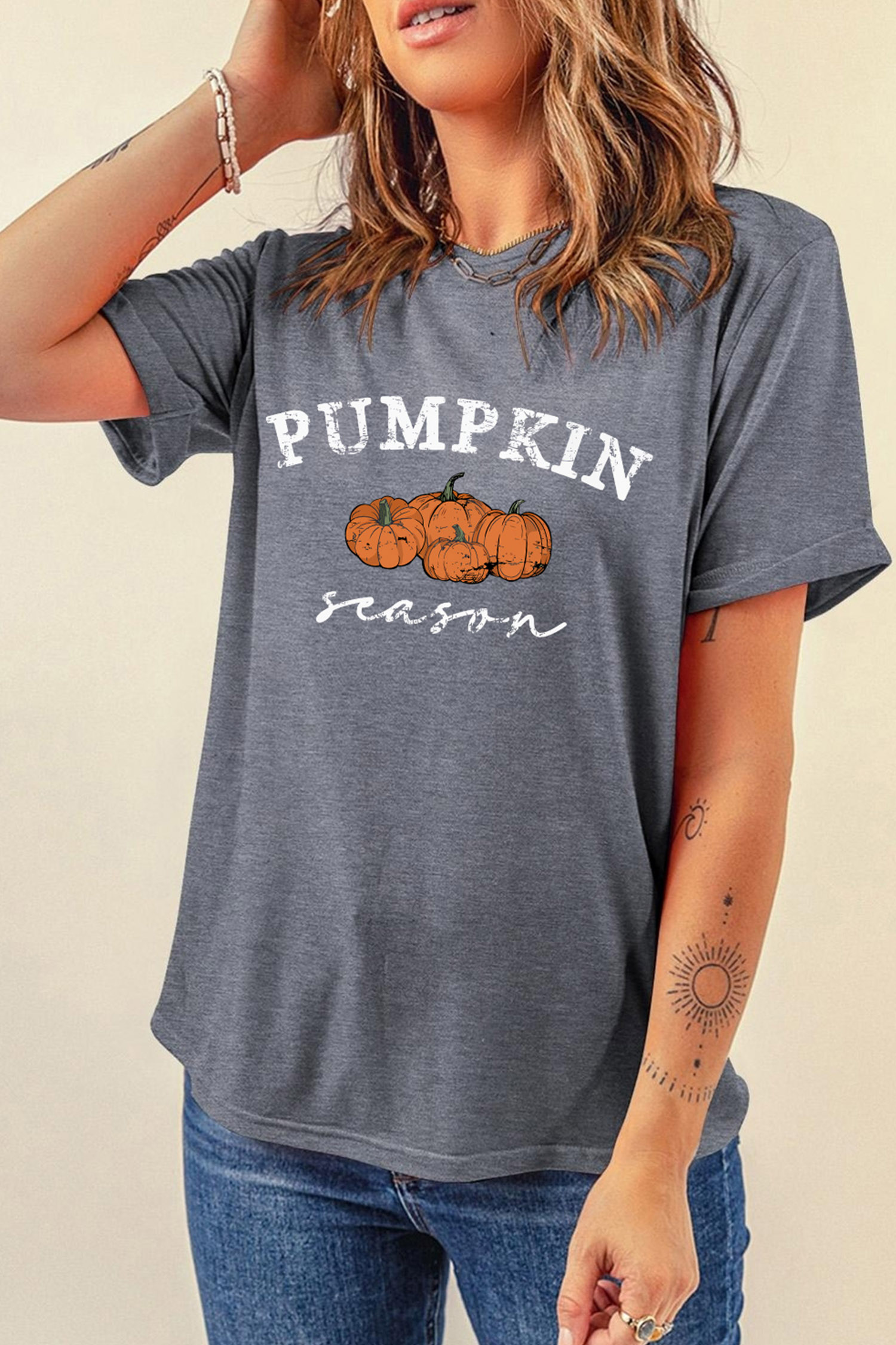 Graphic Pumpkin Season Shirt, Women's Summer Fall Top - Detail View 8