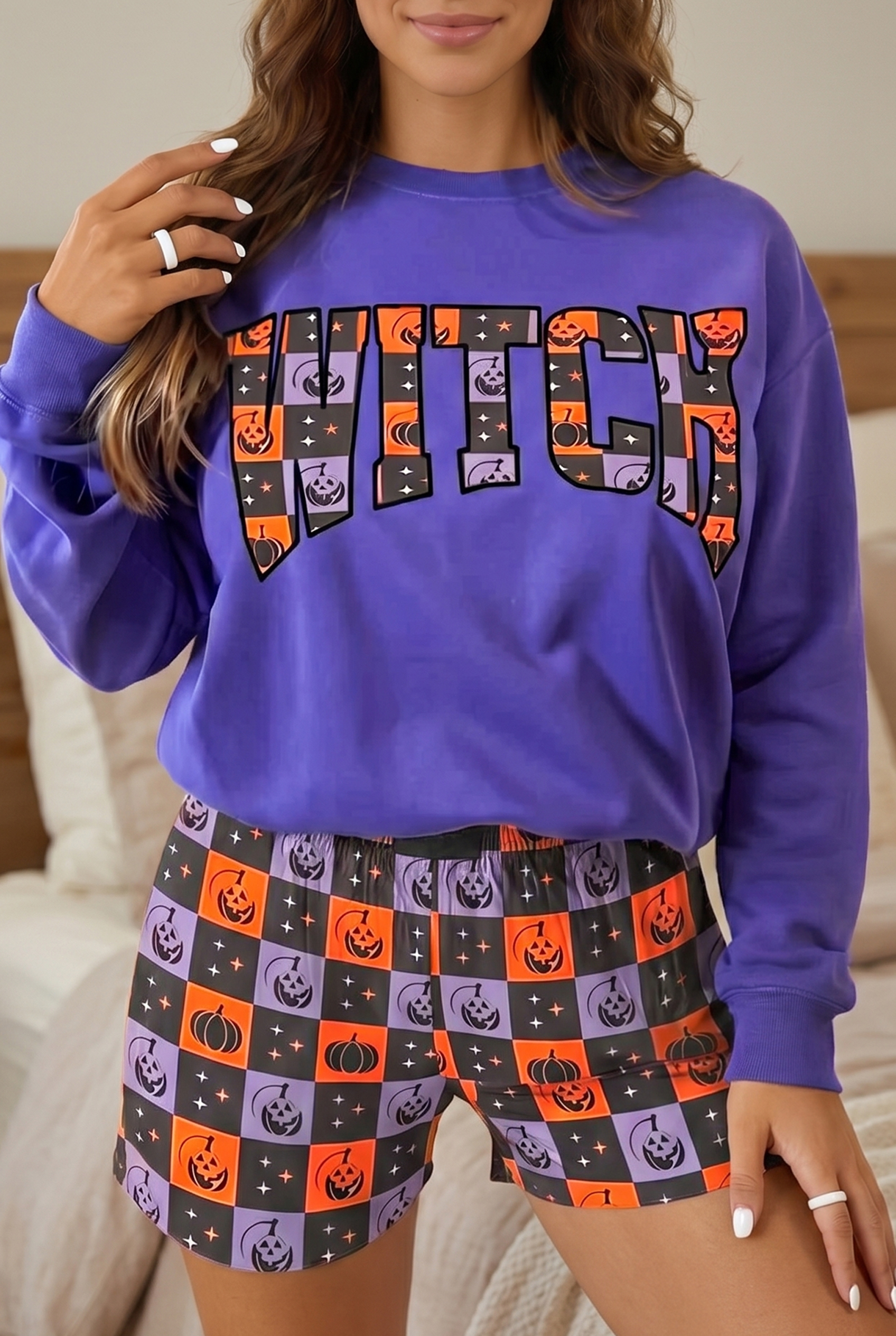 Women's Cozy Long Sleeve Set, Elastic Waist Loungewear - Detail View 3