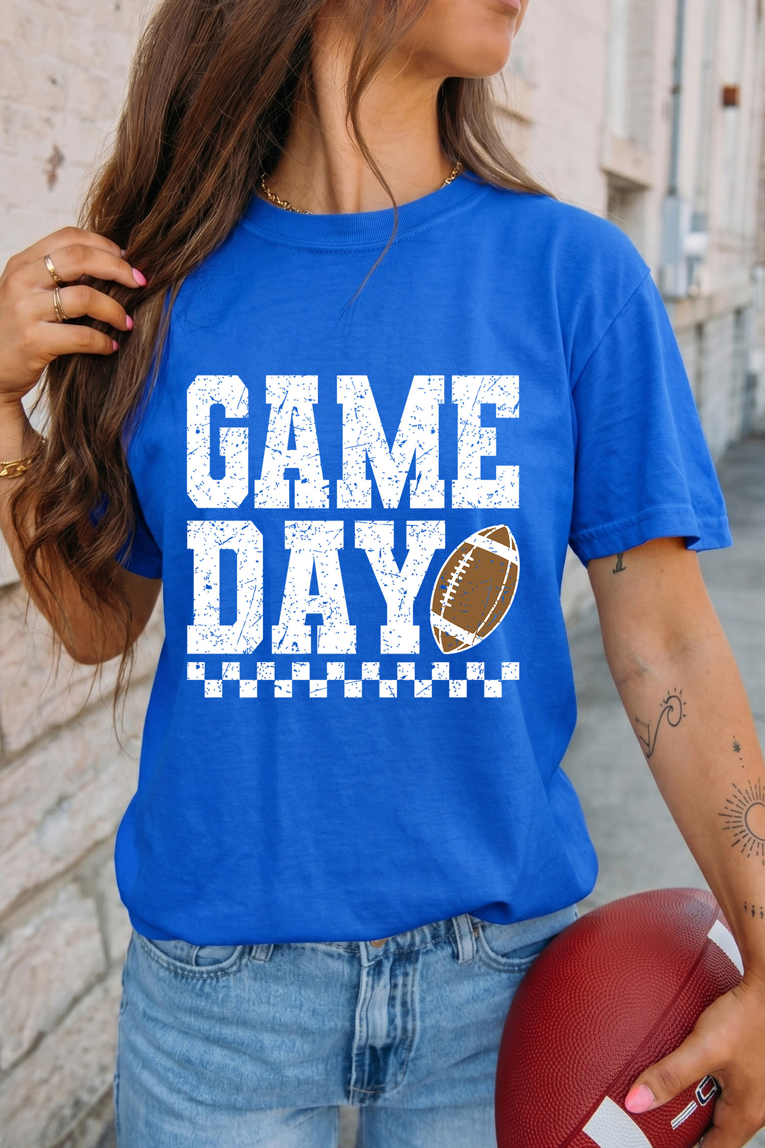 Women's Game Day Graphic T Shirt, Casual Short Sleeve Top - Detail View 7