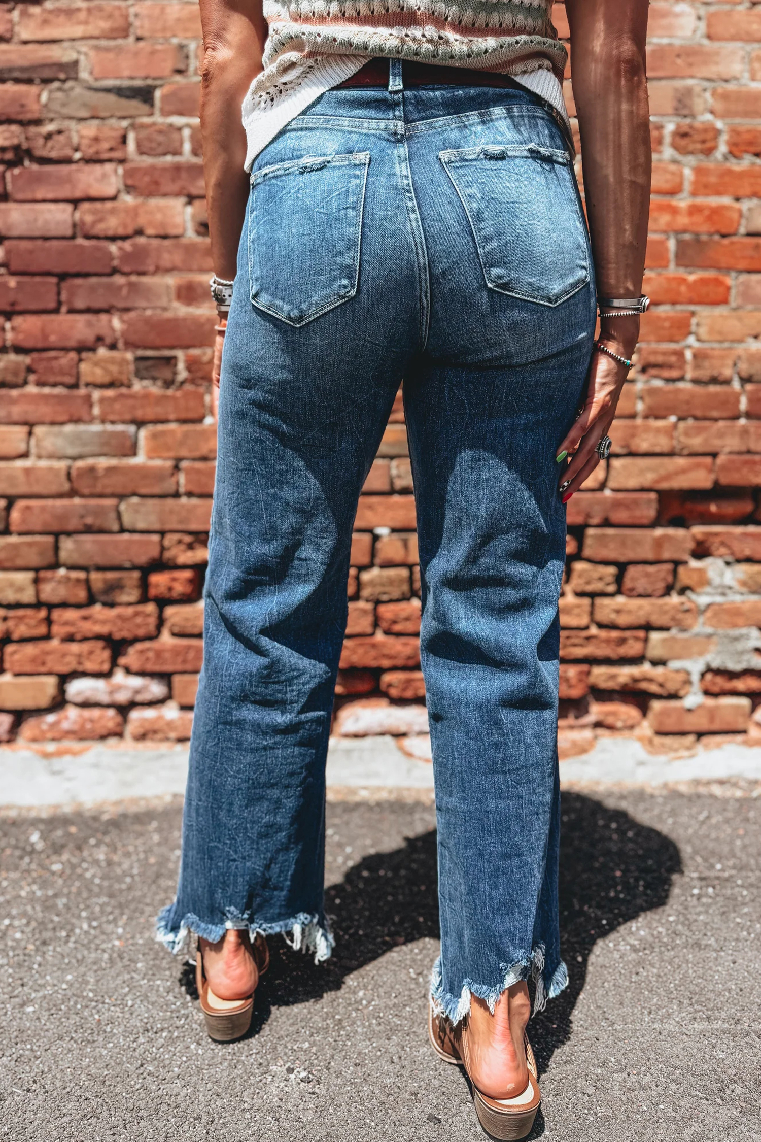 Western High Rise Wide Leg Jeans for Women, Ashleigh Blue - Detail View 5