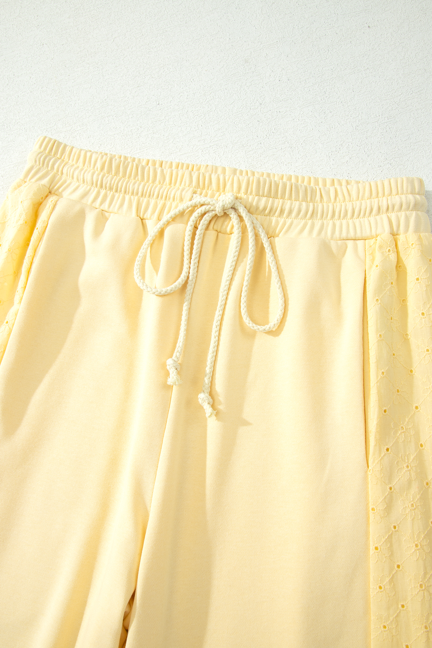 Women's Vanilla Yellow Eyelet Lace 2-Piece Lounge Set - Detail View 8