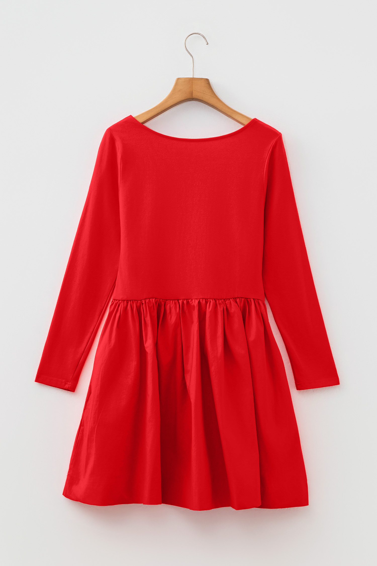 Women's Fit and Flare Dress, Casual U Neck Long Sleeve - Detail View 8