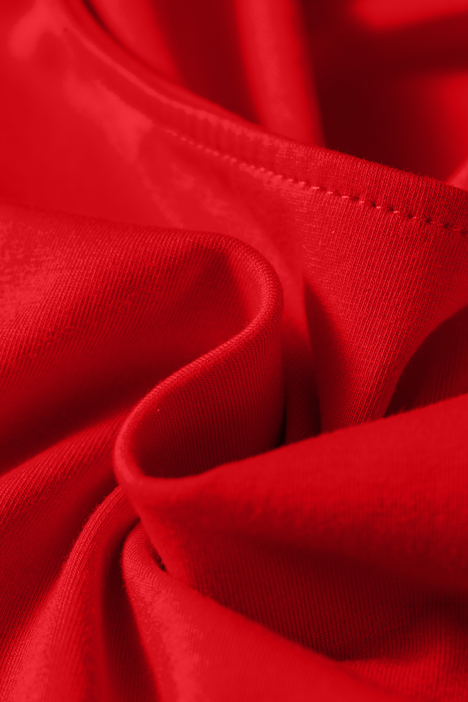 Fiery Red Mini Dress, Long Sleeve A Line Fit and Flare - Detail View 10