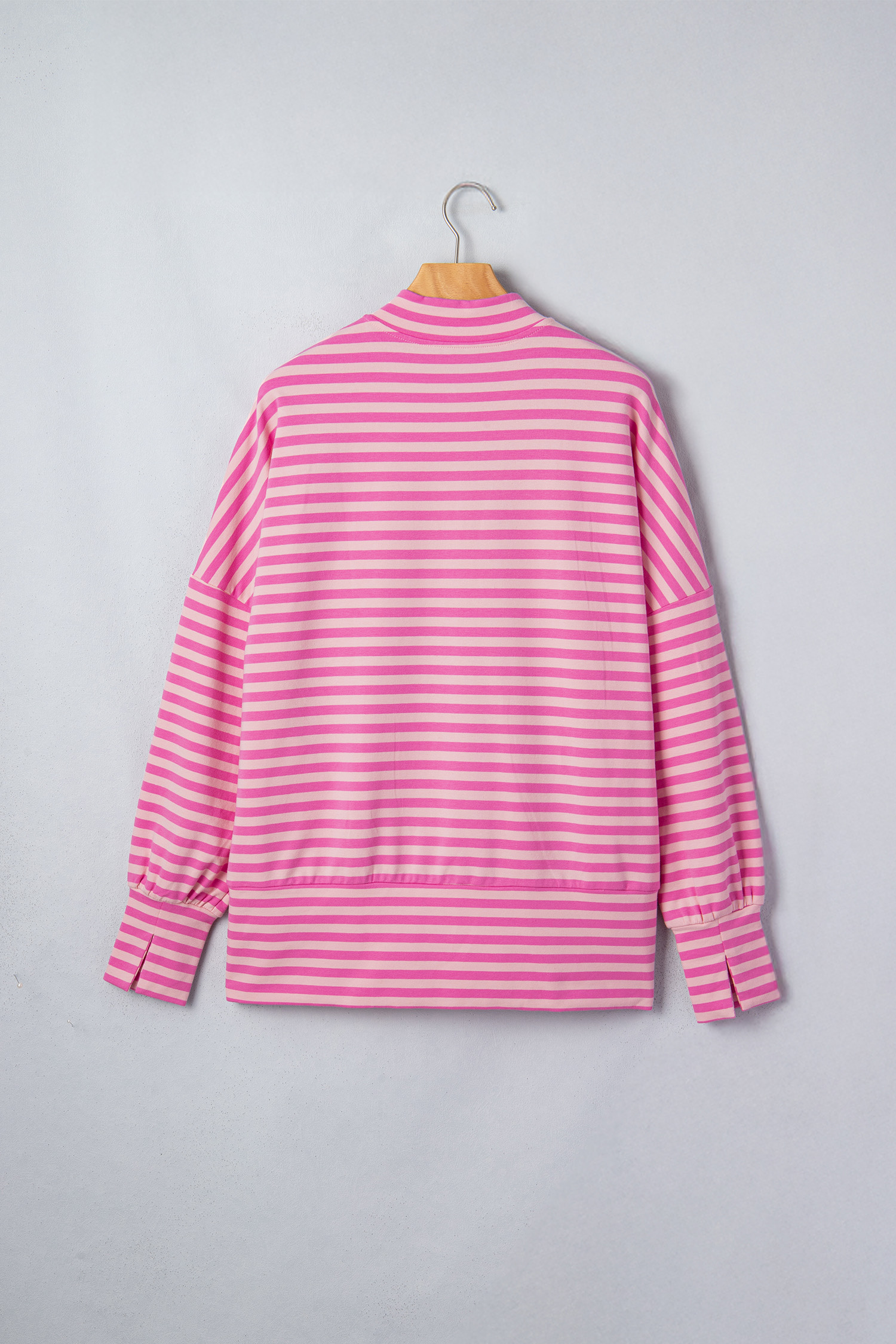 Casual Women's Zip Up Hoodie, Soft Striped Fall Outerwear - Detail View 6