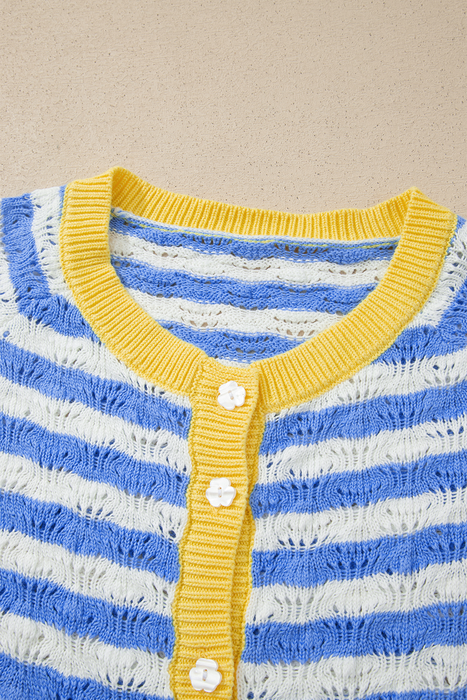 Women's Striped Knit Cardigan, Casual Button Front Sweater - Detail View 16