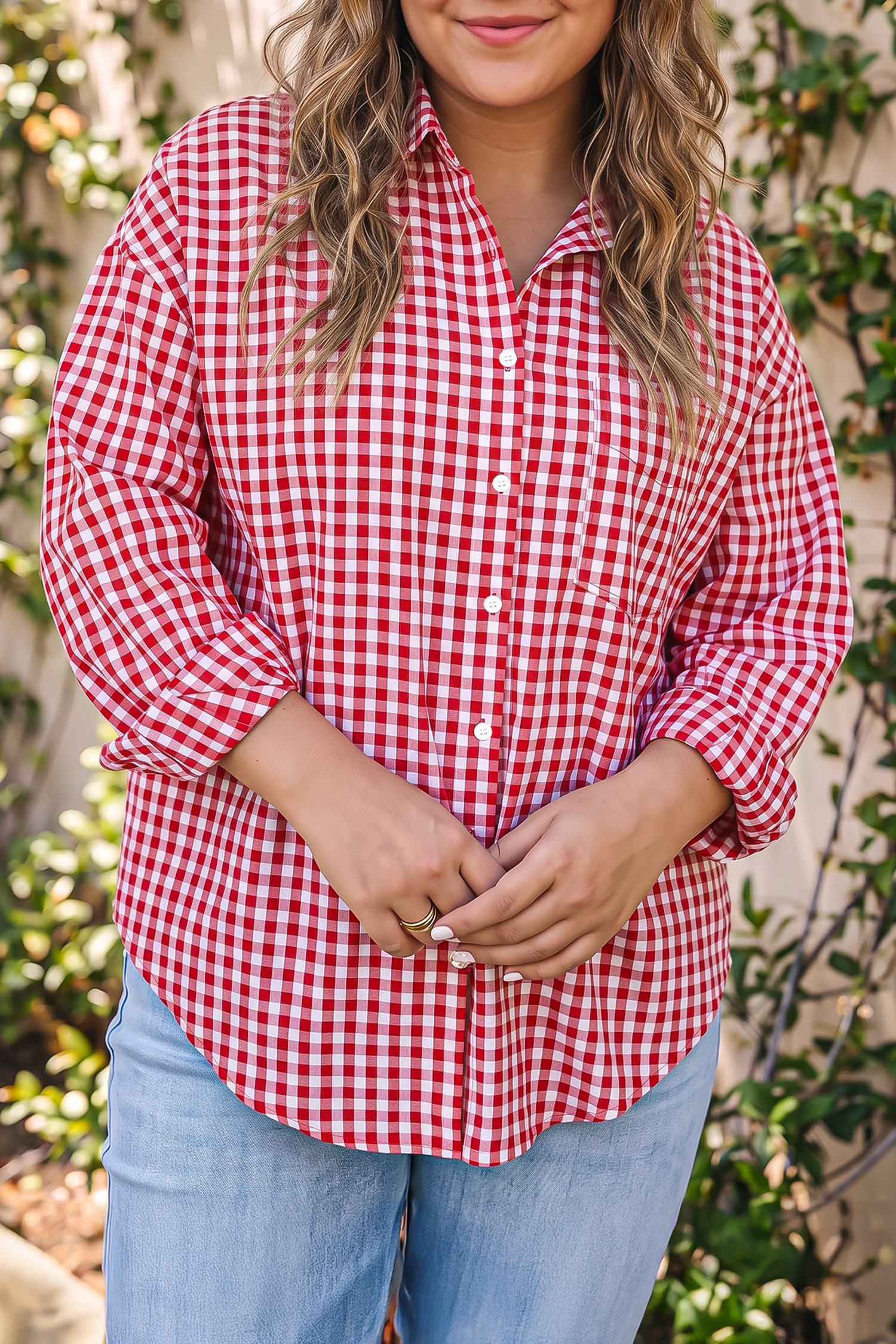 Classic Plaid Collared Shirt, Comfortable Daily Casual Top - Detail View 6