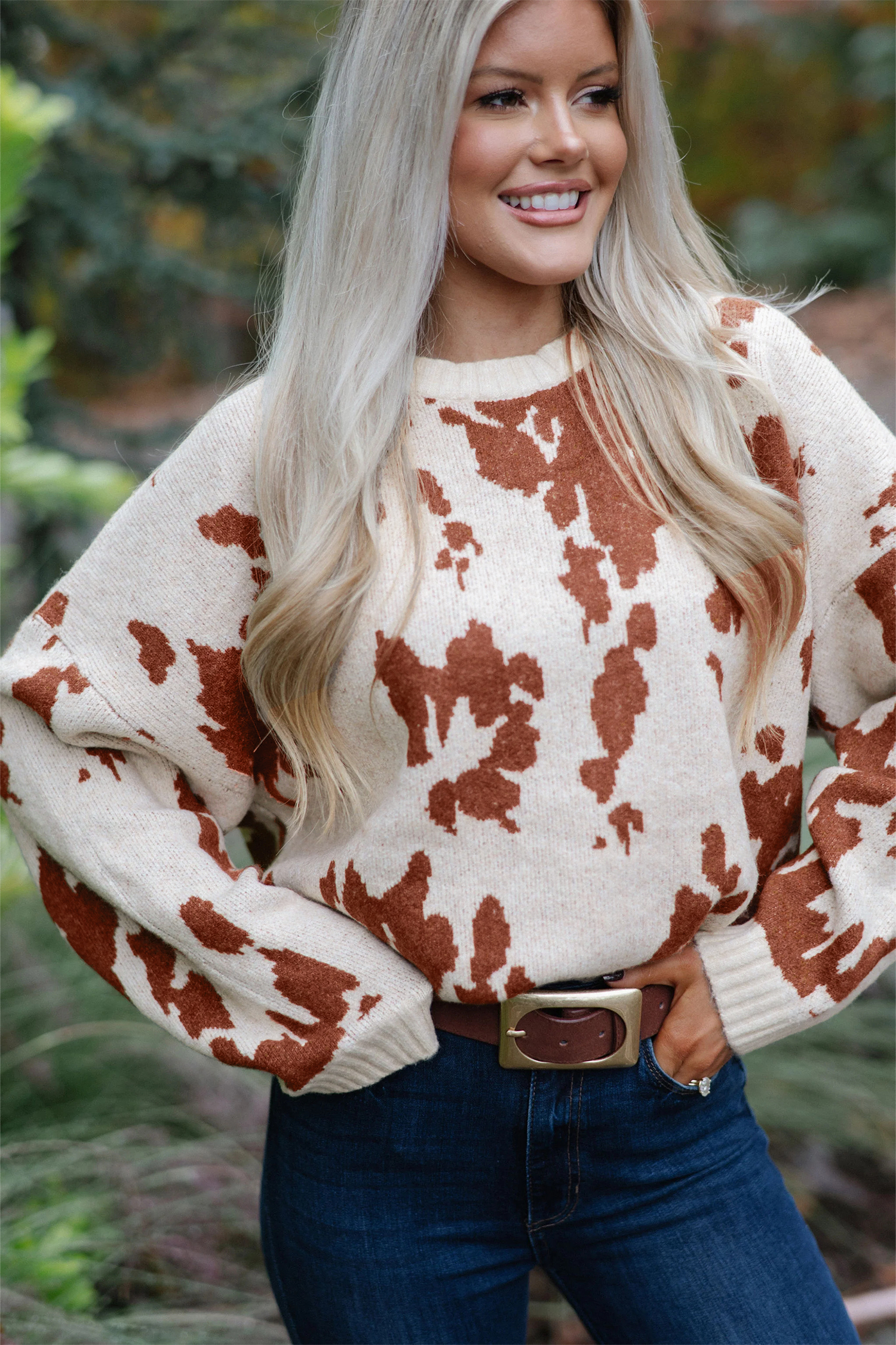 Modern Abstract Knit Sweater, Women's Long Sleeve Pullover - Detail View 6