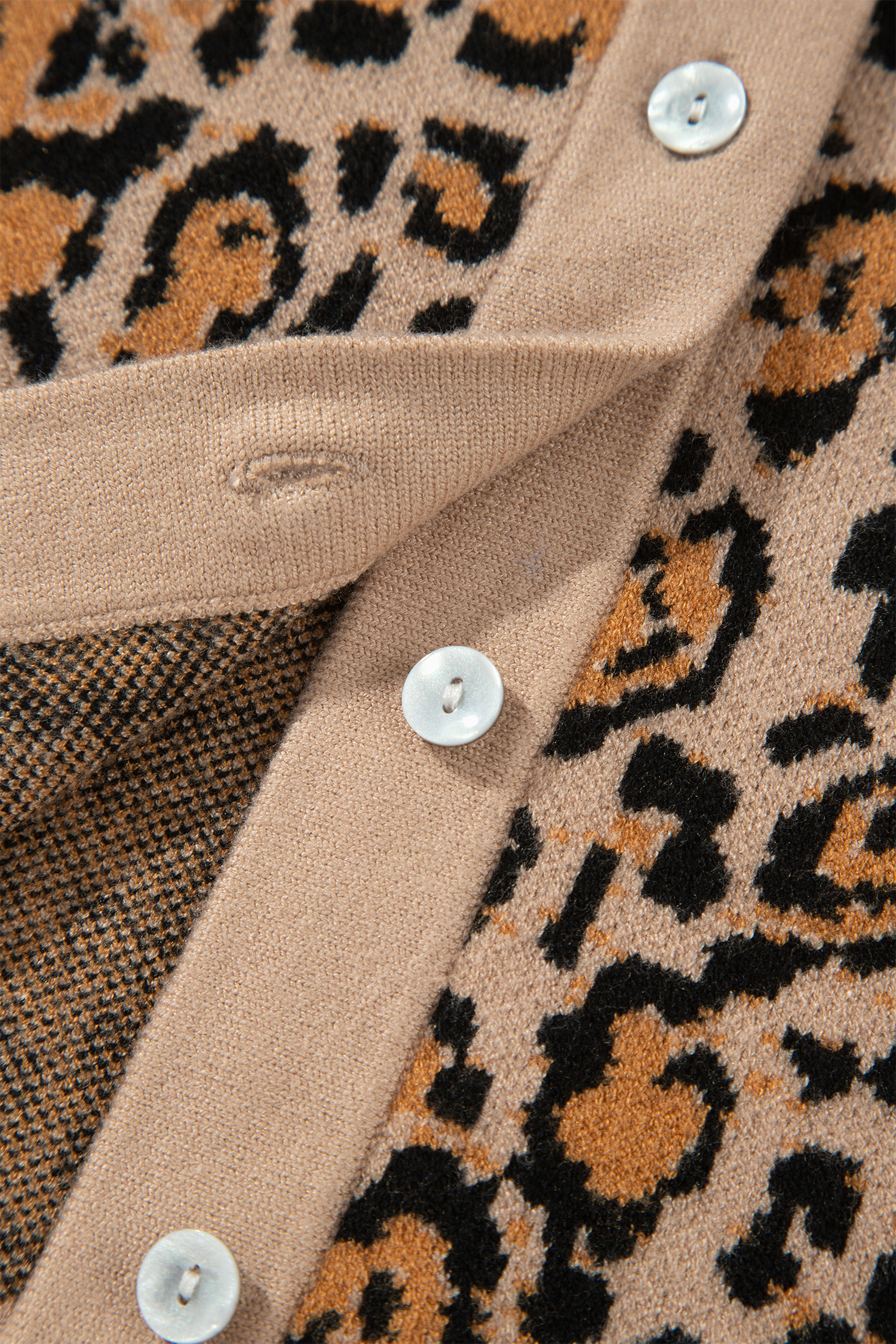 Casual Leopard Print Cardigan, Collared Autumn Button Down - Detail View 14
