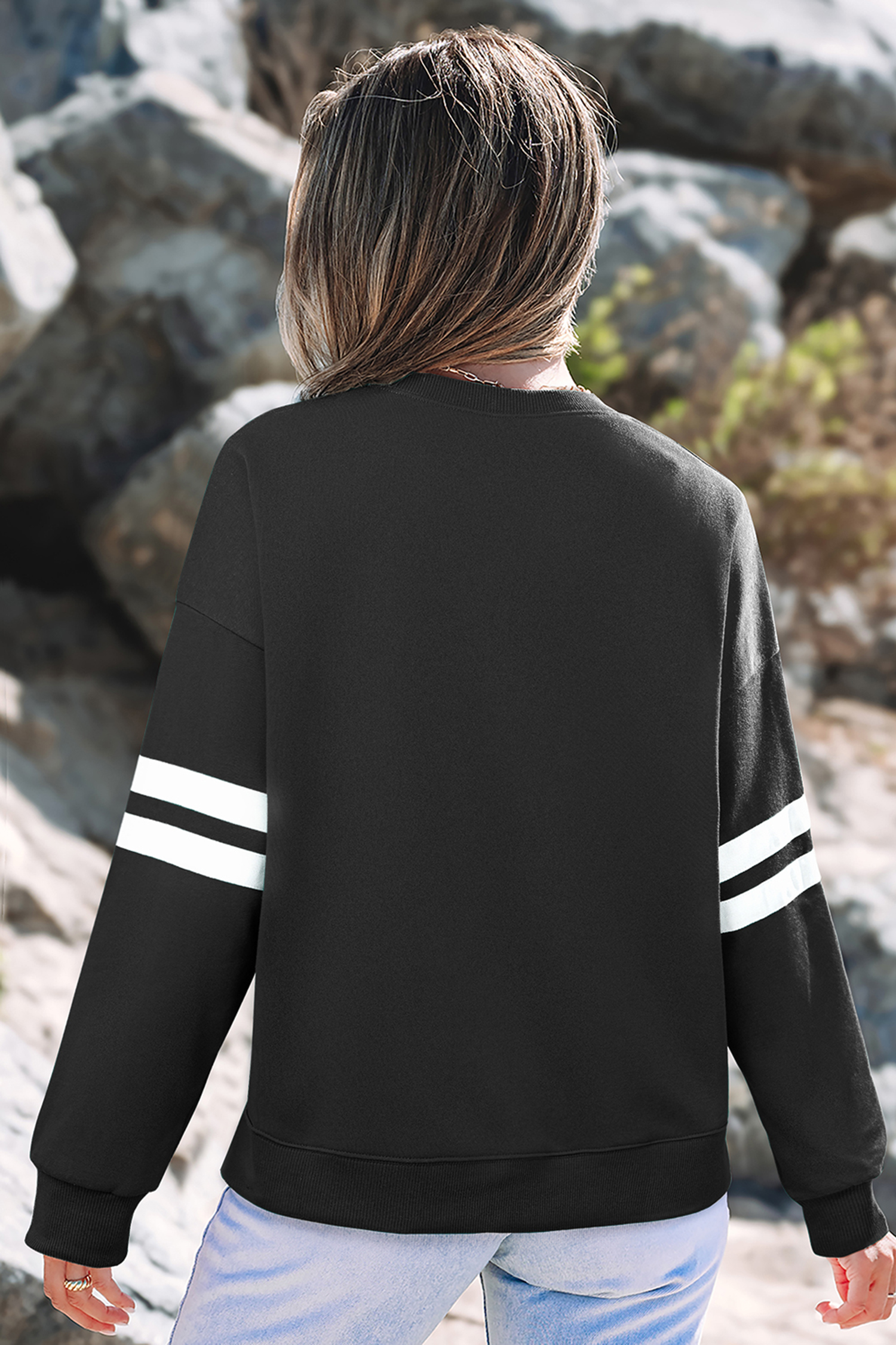 Casual Women's Halloween Sweatshirt, Cute Ghost Bows Pullover - Detail View 7