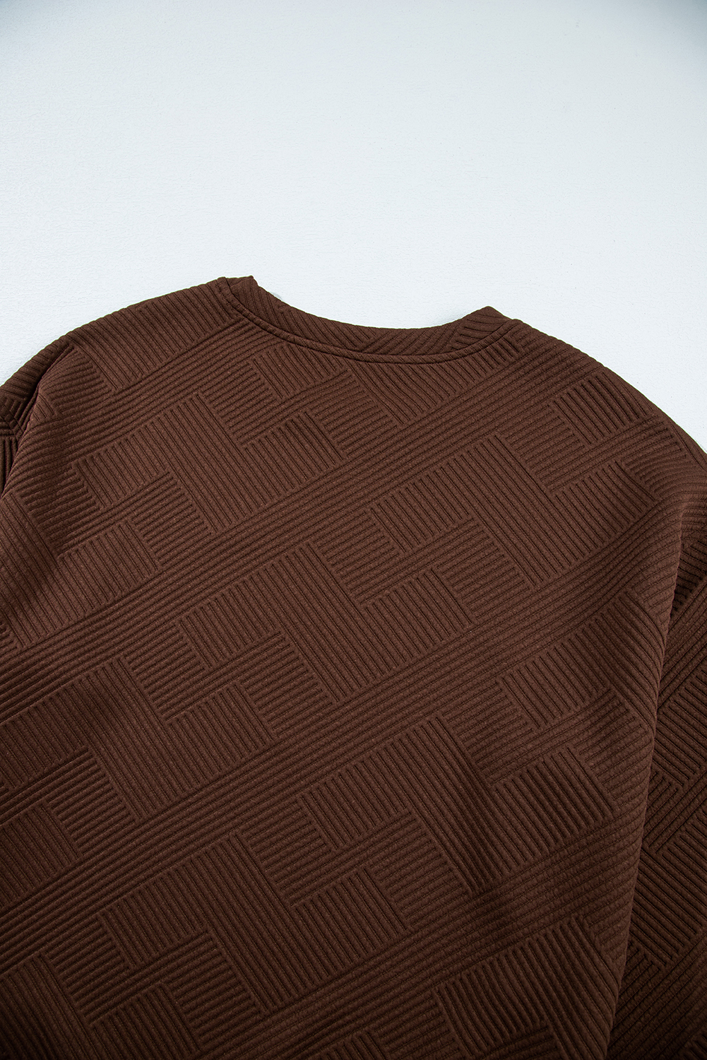 Long Sleeve Coffee Sweatshirt, Textured Casual Pullover - Detail View 12