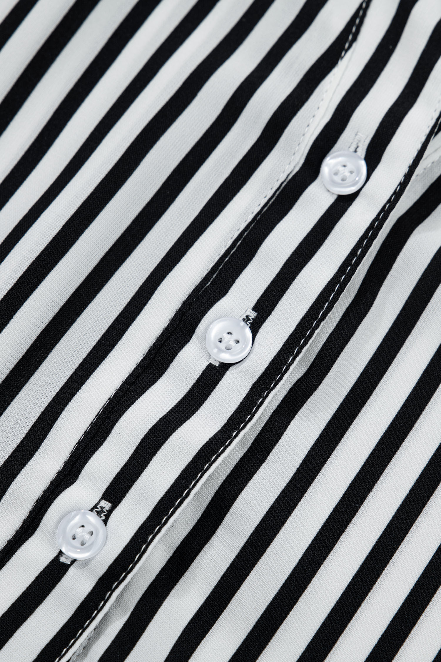 Women's Striped Button Up, Casual Half Sleeve Shirt - Detail View 7
