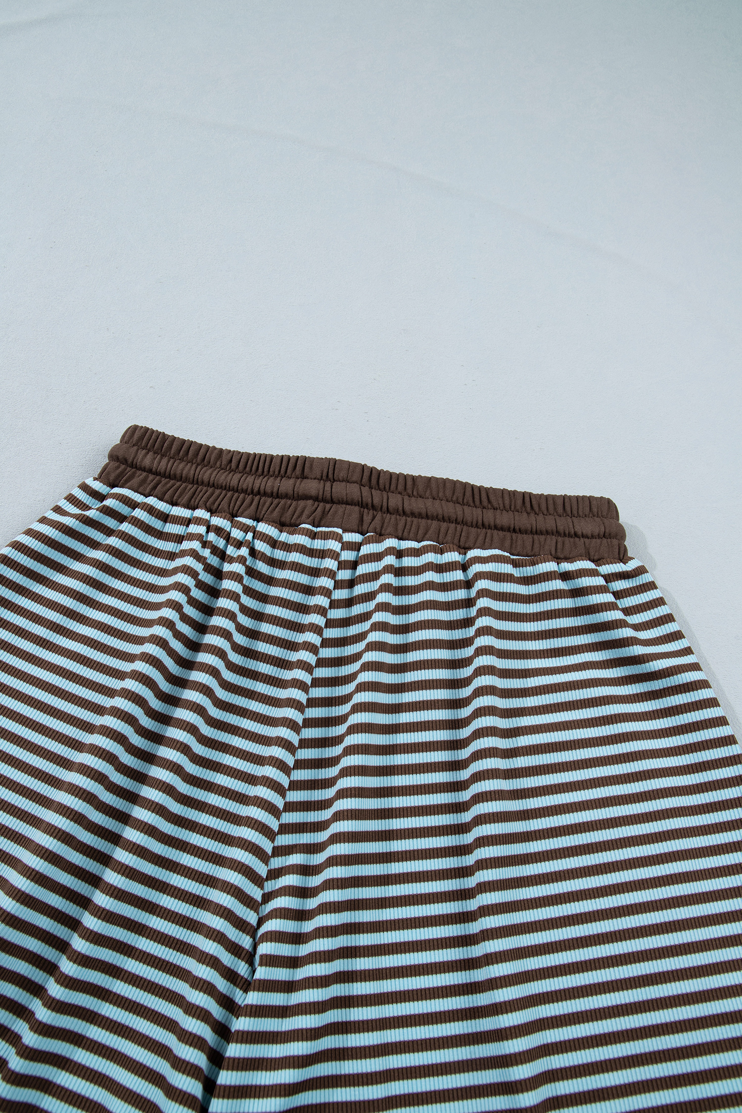 Women's Ribbed Stripe 2pc Set, Relaxed Long Sleeve Short Suit - Detail View 17