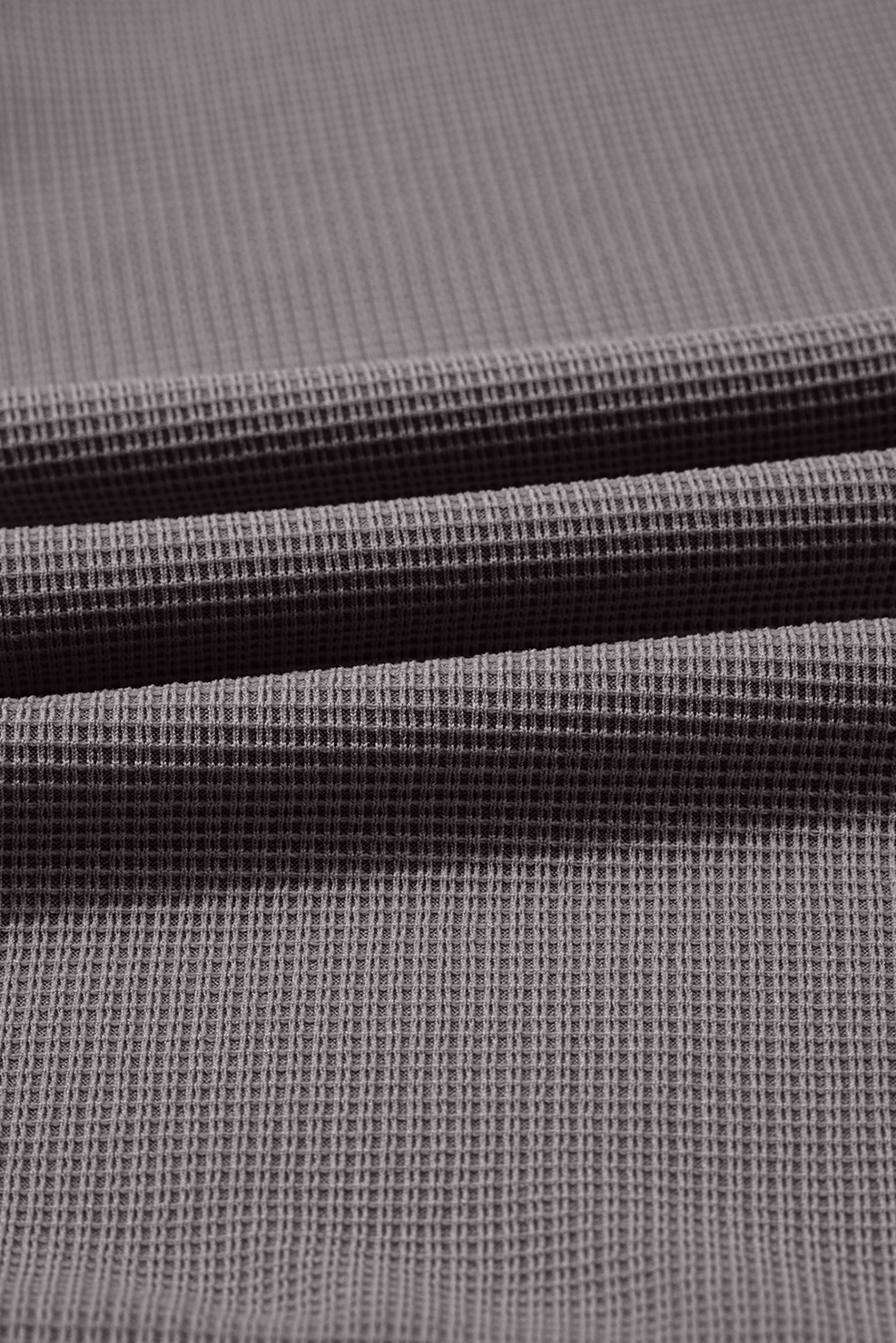 Women's Gray Half Zip Sweatshirt, Casual Waffle Texture Top - Detail View 10
