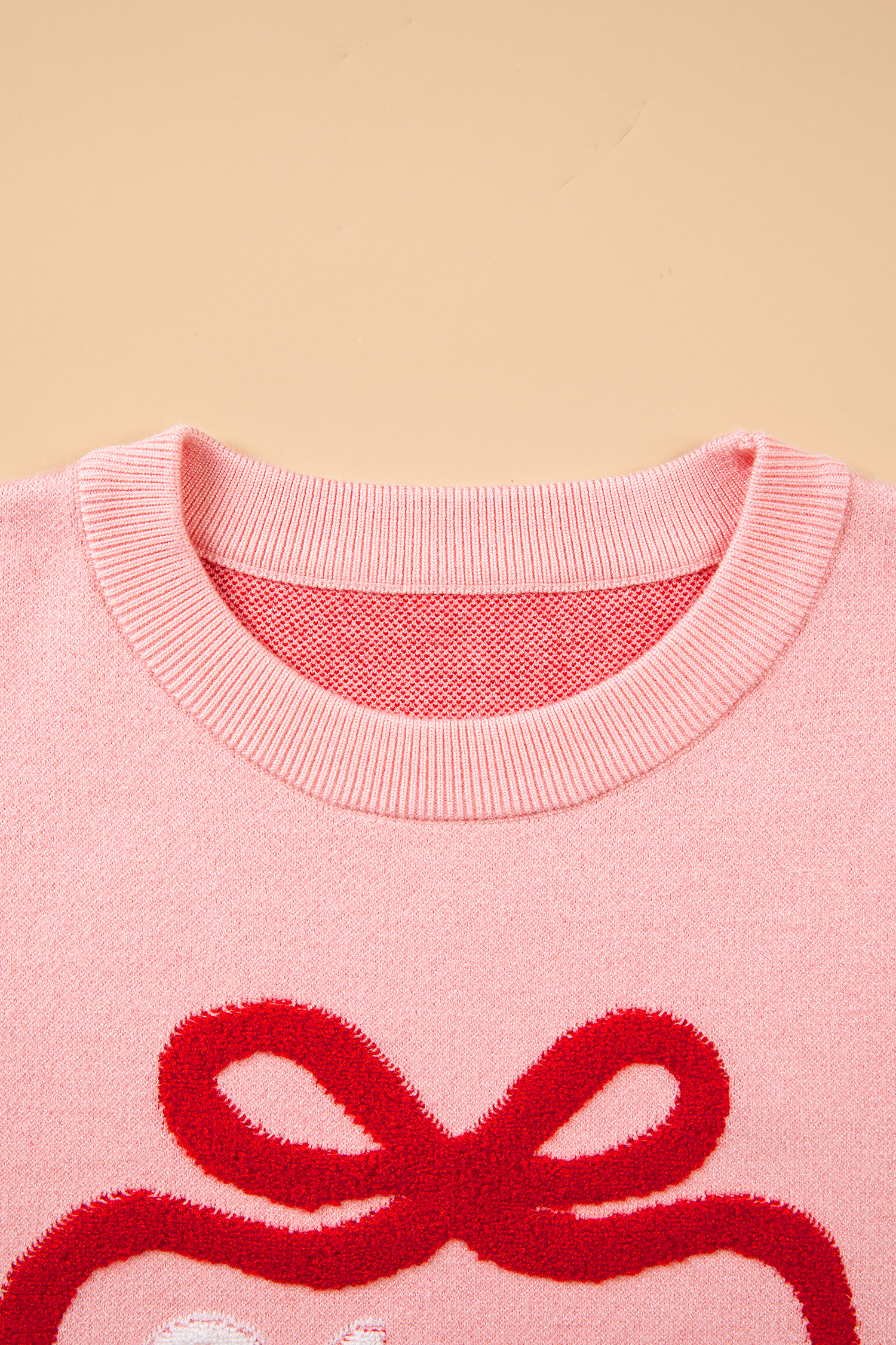 Pink Christmas Graphic Sweater, Cozy Drop Shoulder Pullover - Detail View 8