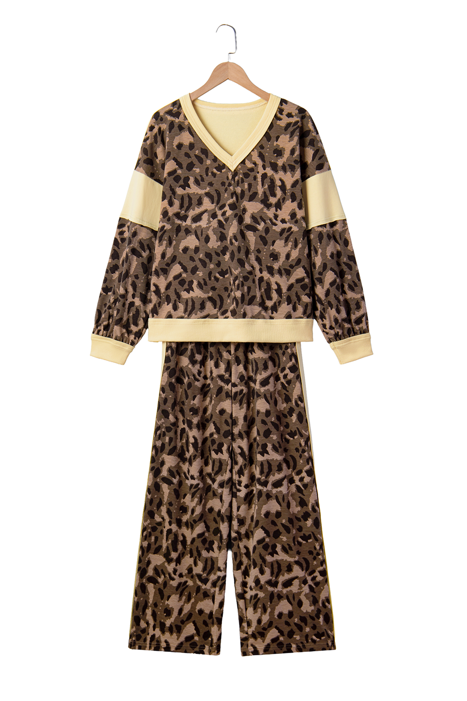 Two Piece Leopard Lounge Set, Comfortable Long Sleeve Fall Wear - Detail View 6