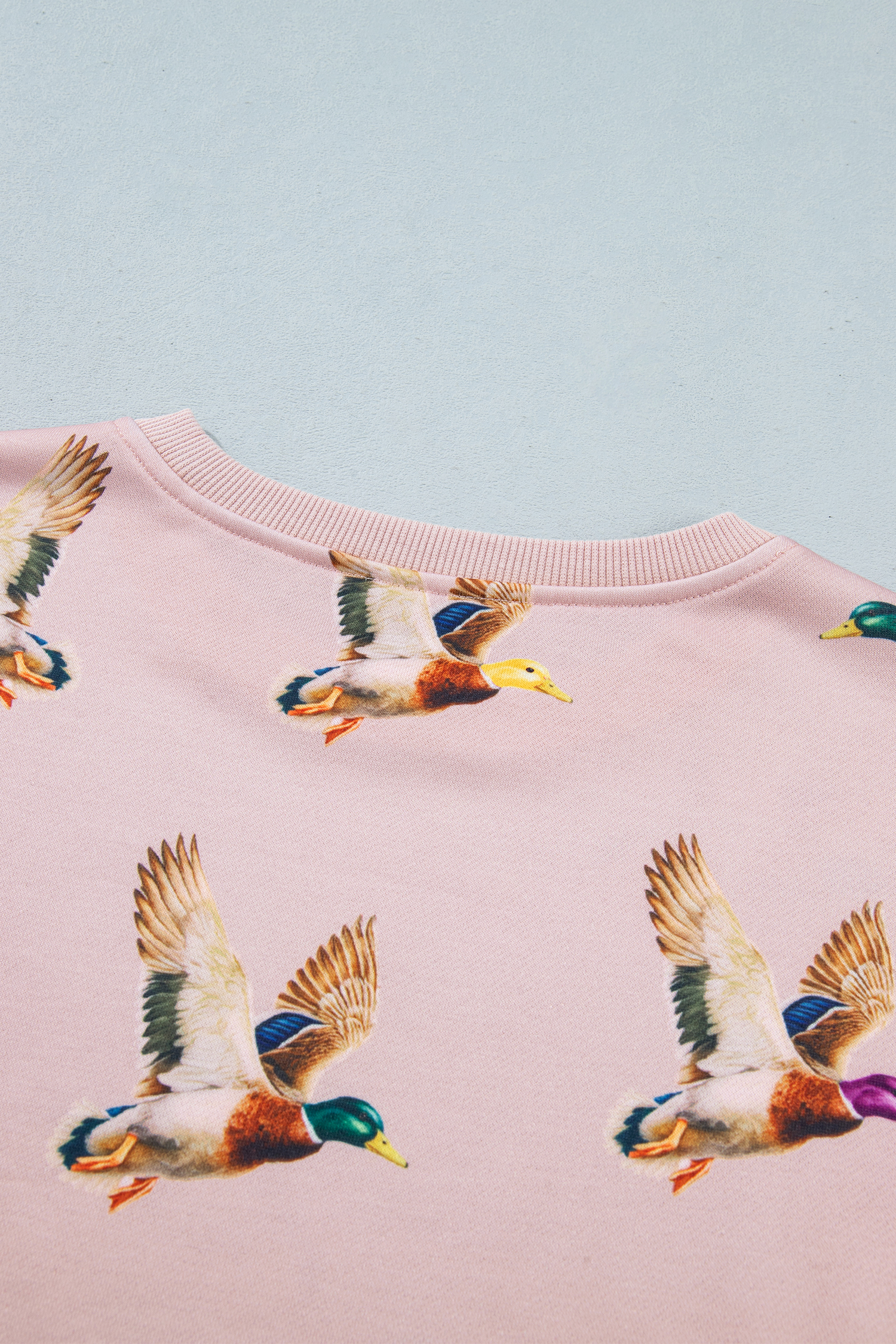 Women's Western Print Sweatshirt, Casual Duck Pattern Top - Detail View 8