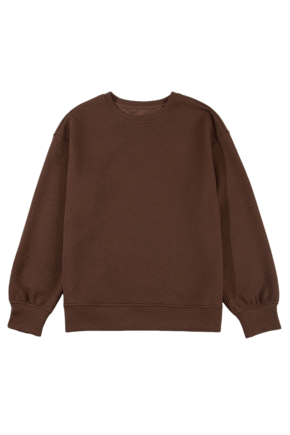 Women's Coffee Pullover, Textured Round Neck Sweatshirt - Detail View 19