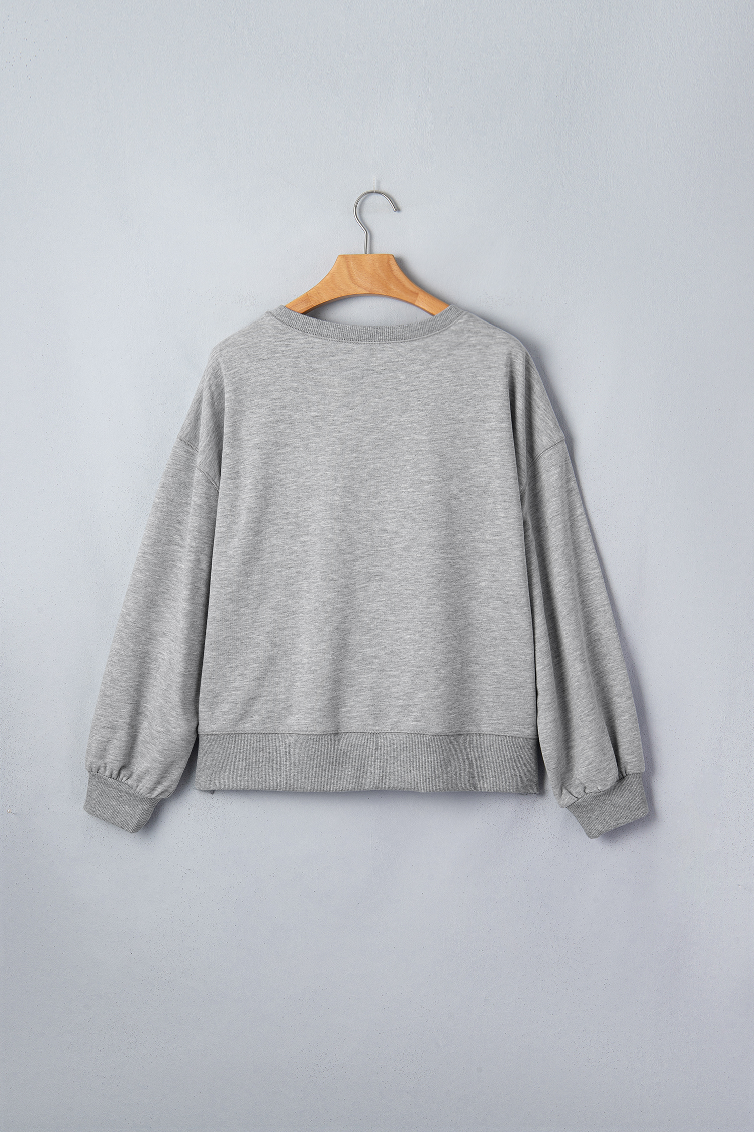 Grey Halloween Ghost Sweatshirt, Long Sleeve Sequin Pullover - Detail View 6