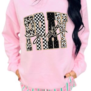 Women's Just Pray Sweatshirt, Casual Crewneck Pullover - Main View