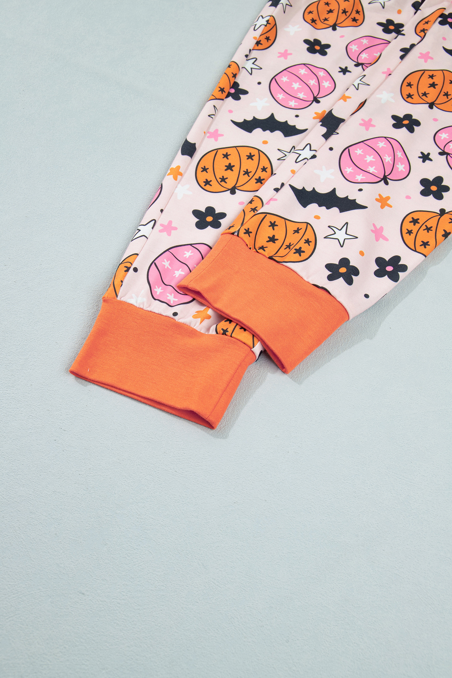 Women's Halloween Pumpkin Lounge Set, Pink Long Sleeve Suit - Detail View 13
