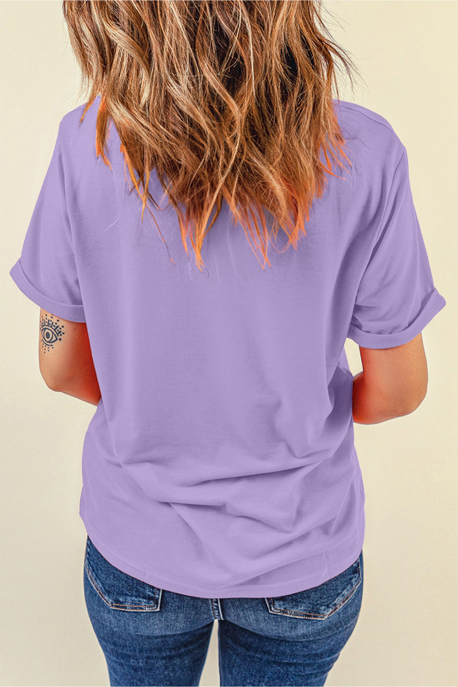 Relaxed Fit Pumpkin Shirt, Chic Women's Round Neck Tee - Detail View 5