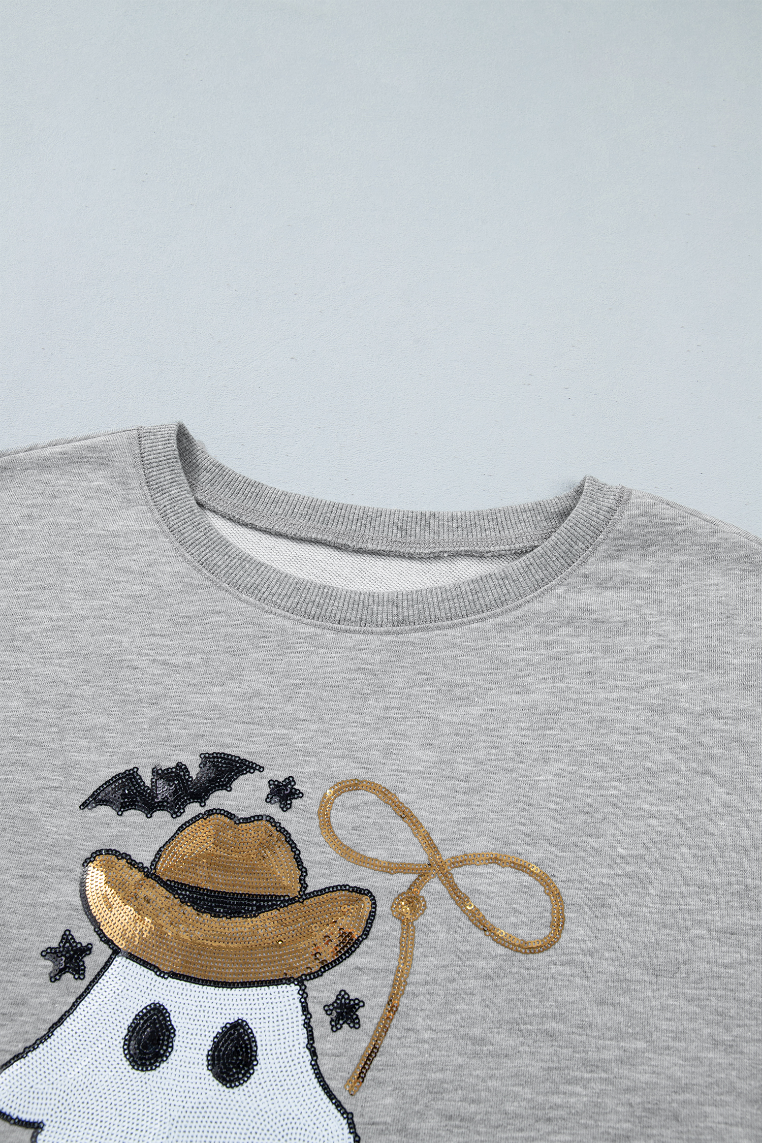 Women's Western Ghost Sweatshirt, Sequin Halloween Pullover - Detail View 7