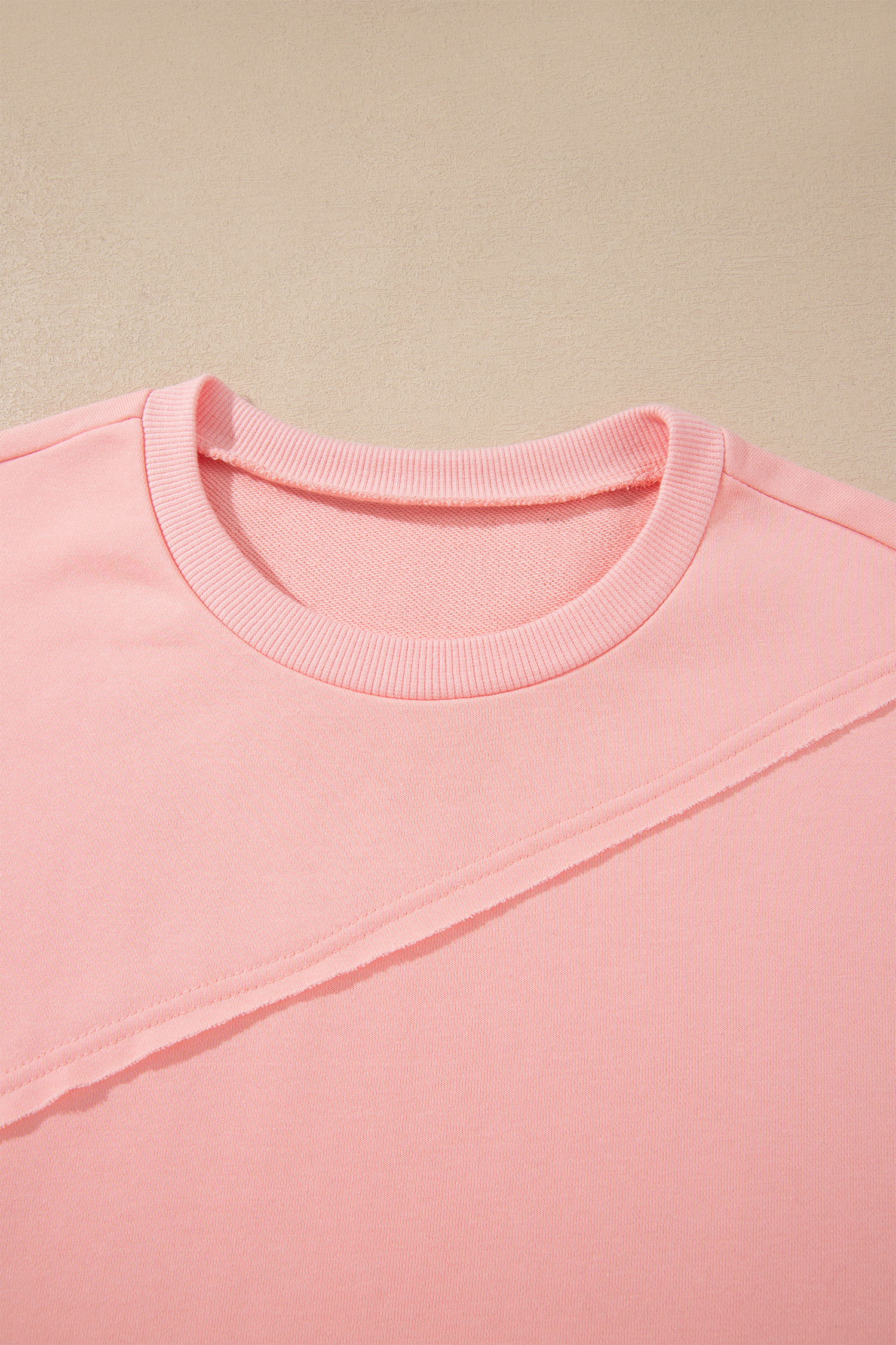 Women's Pink Patchwork Top, Casual Colorblock Shirt - Detail View 7