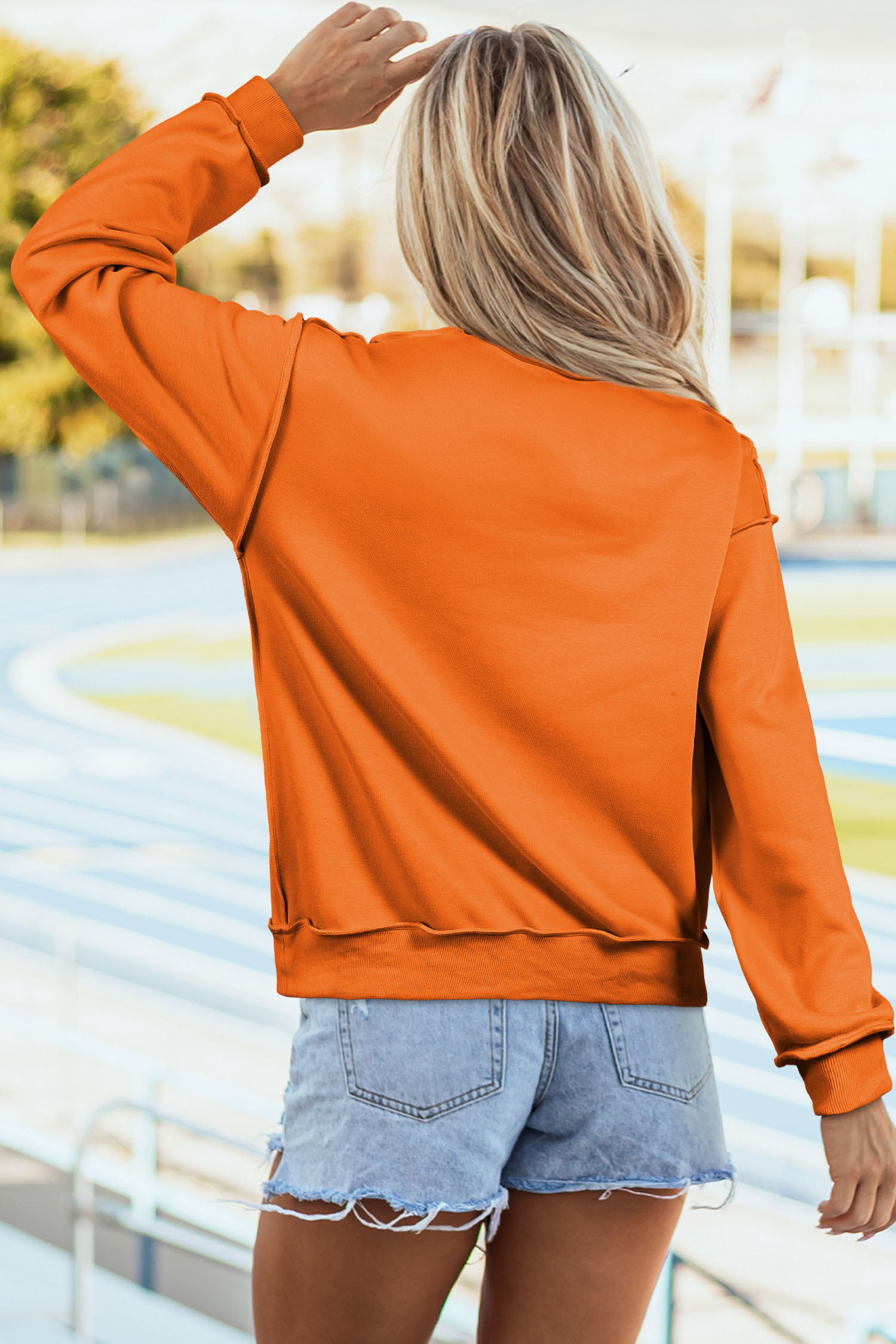 Casual Long Sleeve Sweatshirt, Reversible Fall Graphic Tee - Detail View 6