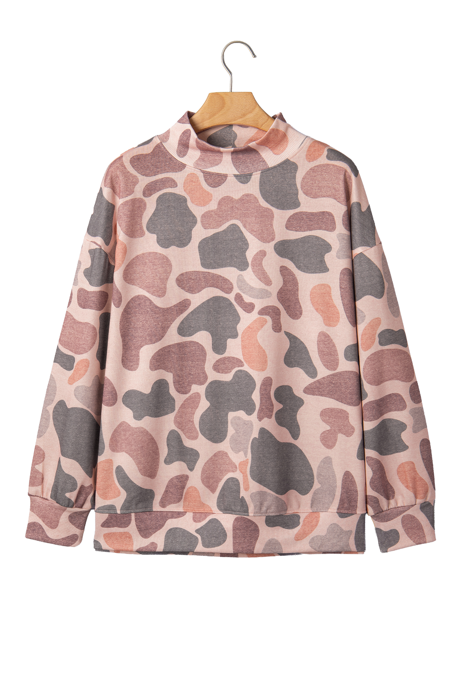 Women's Multicolor Camo Sweatshirt, Trendy Casual Pullover - Detail View 5