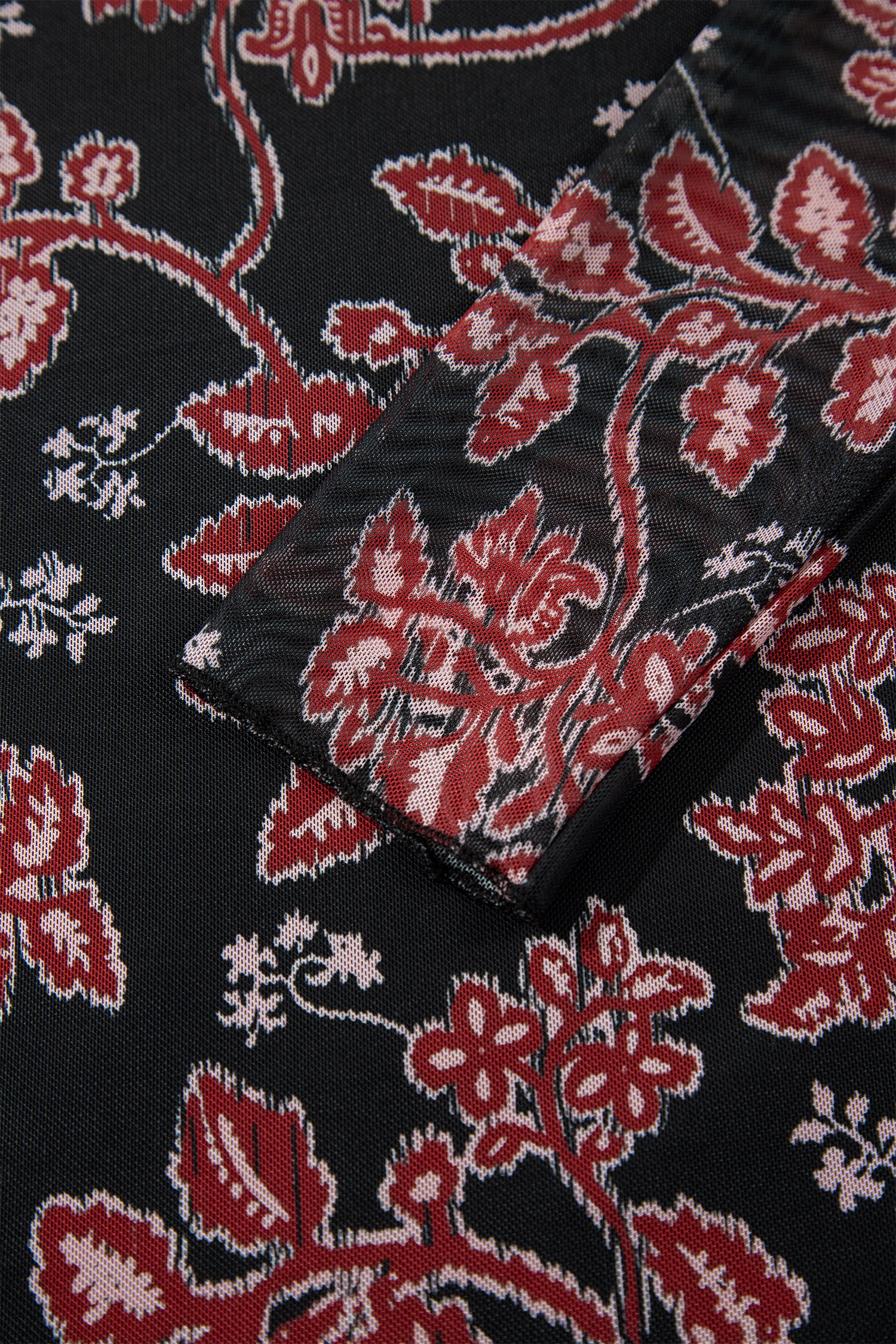 Women's Floral Mesh Dress, Long Sleeve Autumn Maxi Silhouette - Detail View 10