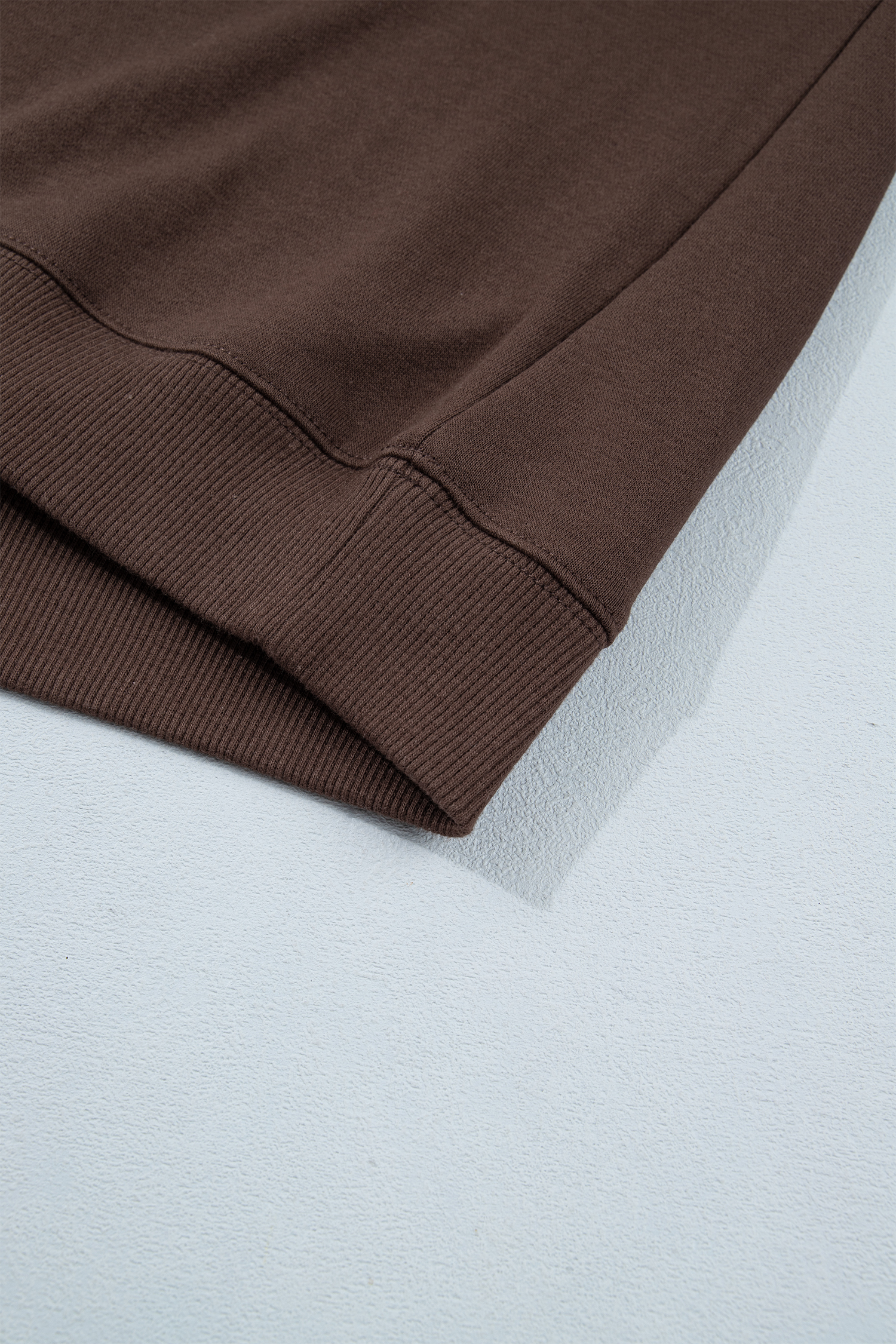 Casual Long Sleeve Pullover, Coffee Brown Letter Print Top - Detail View 12