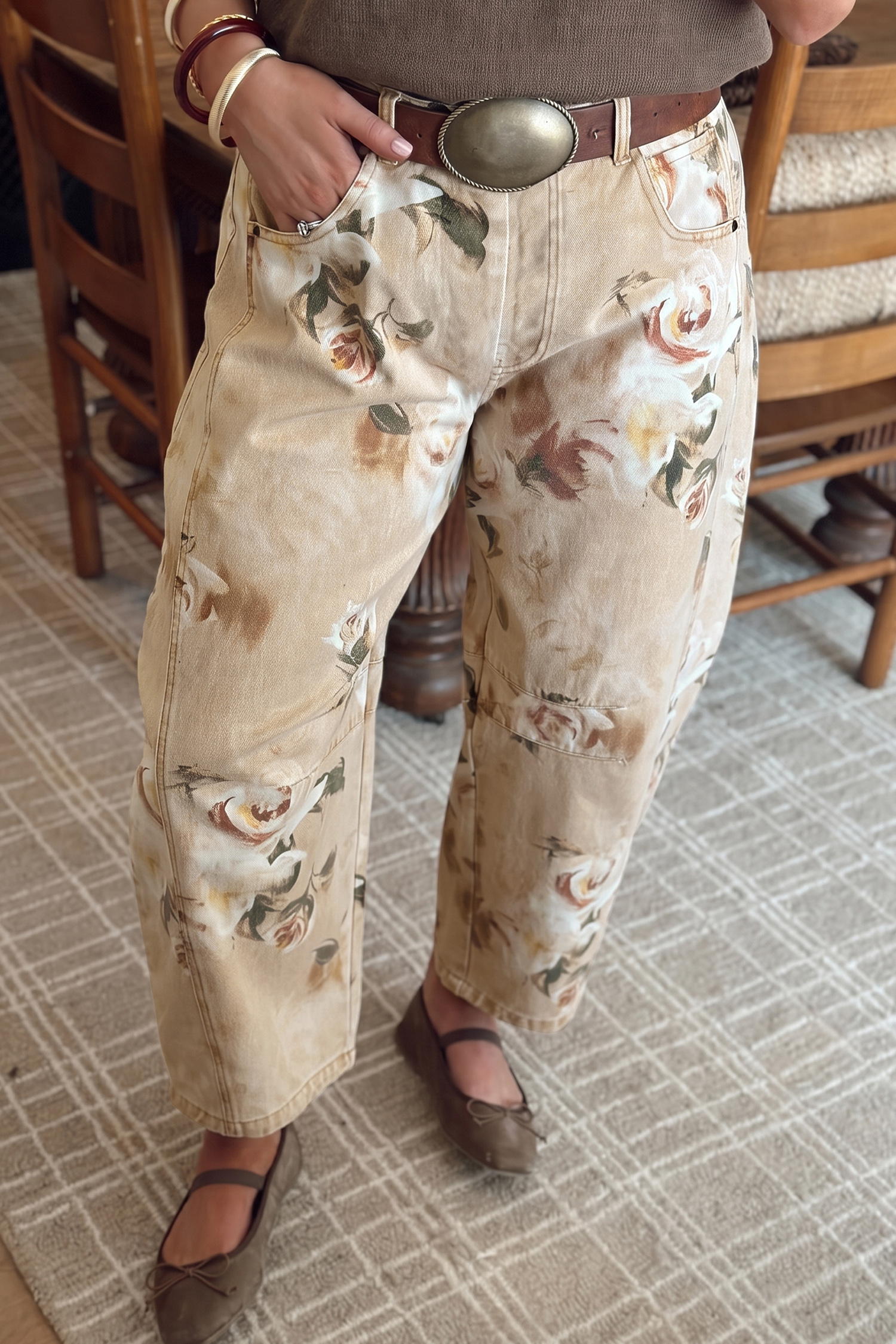 Comfortable Barrel Jeans, Vintage Khaki Denim - Detail View 3
