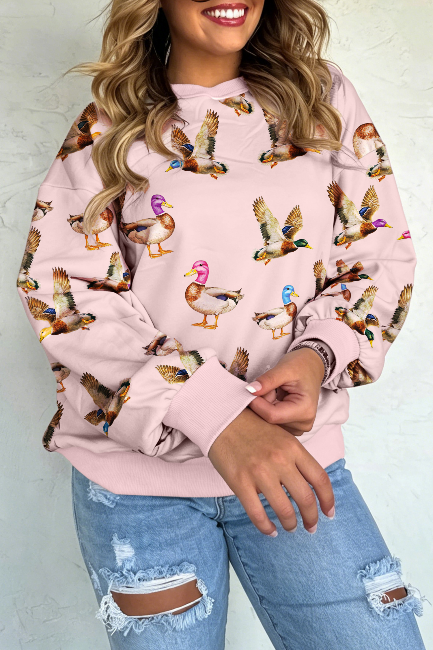 Women's Long Sleeve Sweatshirt, Cozy Polyester Pullover - Detail View 3
