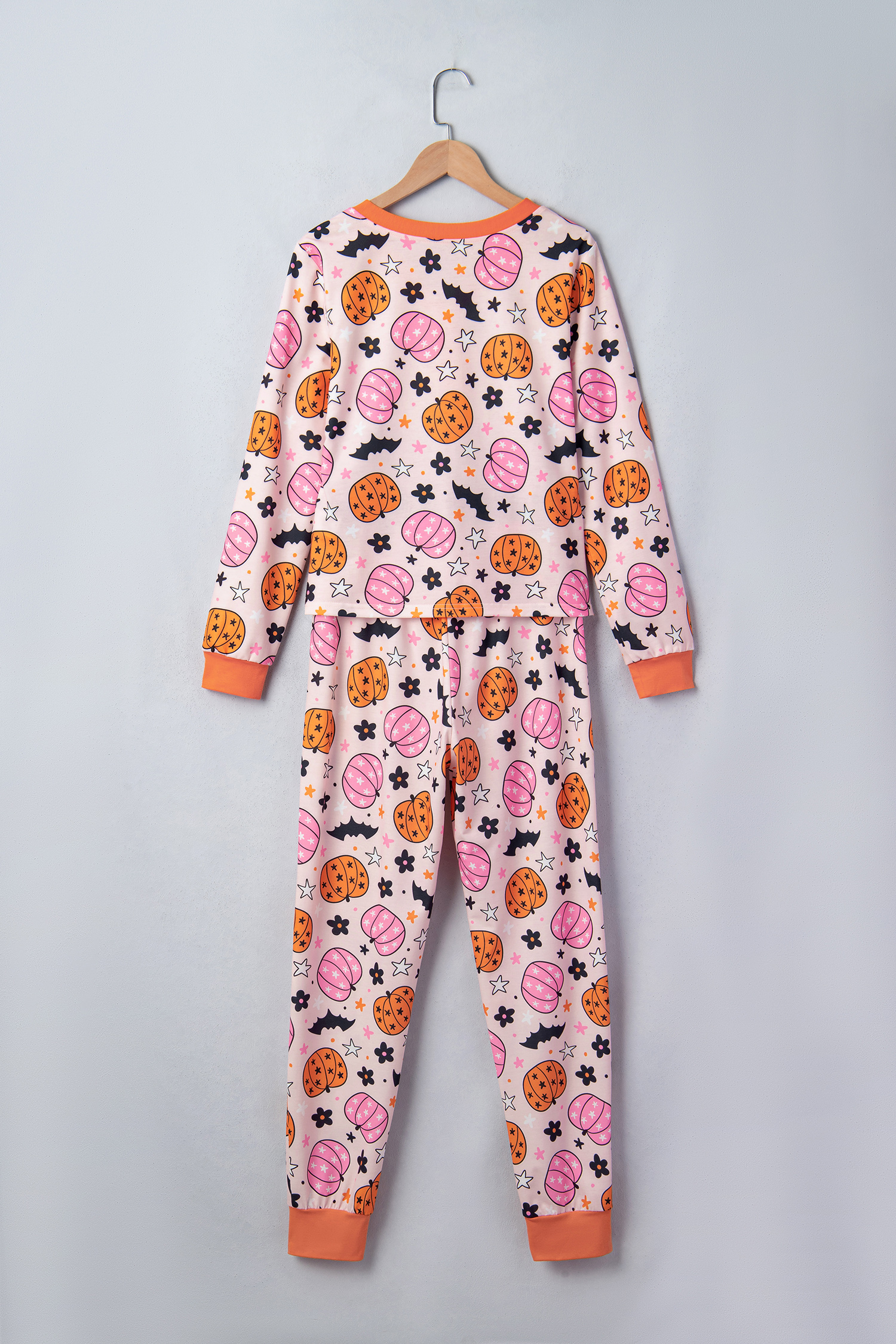 Fall Pumpkin Print Pajama Set, Women's Casual Home Wear - Detail View 5