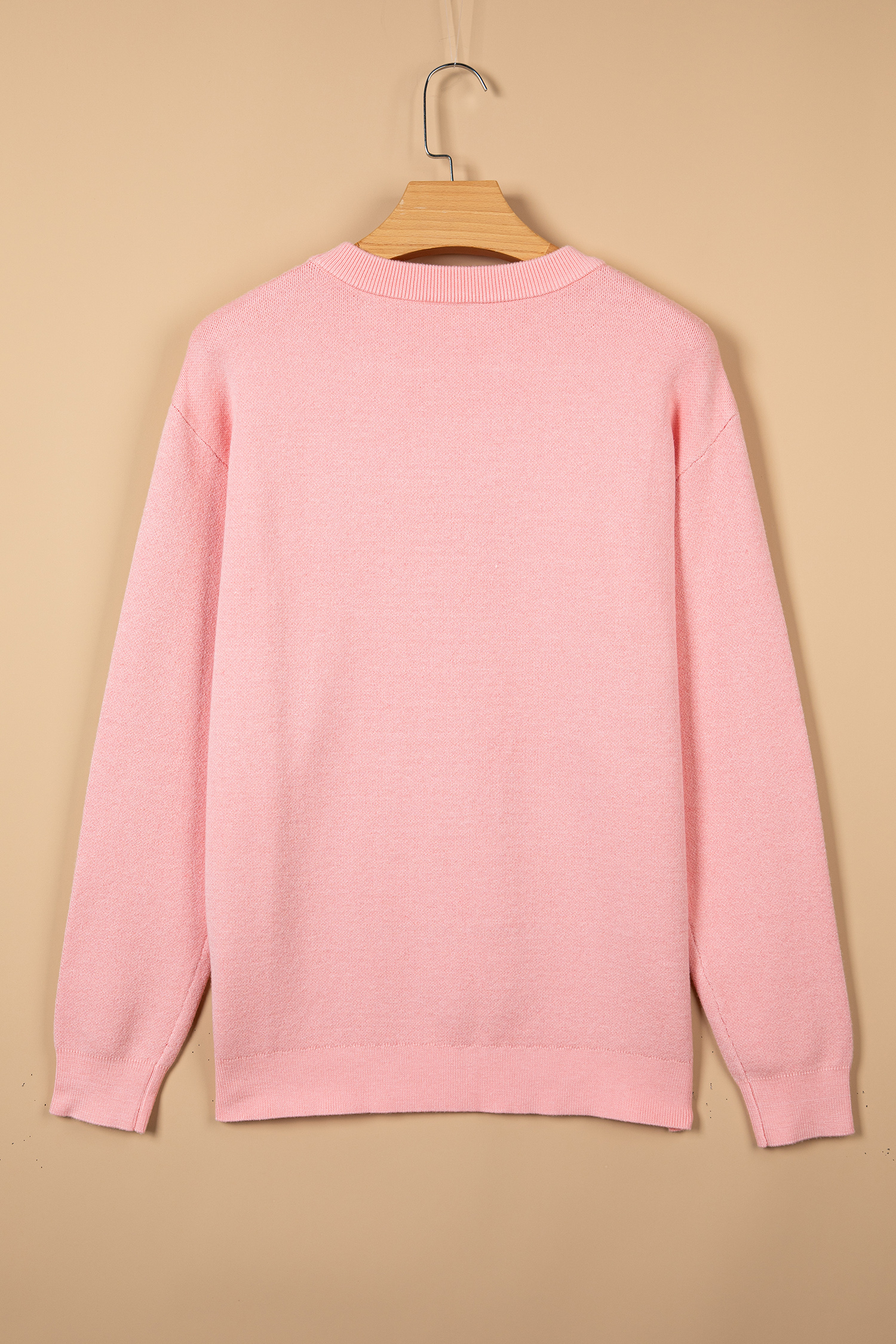 Women's Christmas Slogan Sweater, Gossamer Pink Pullover - Detail View 7