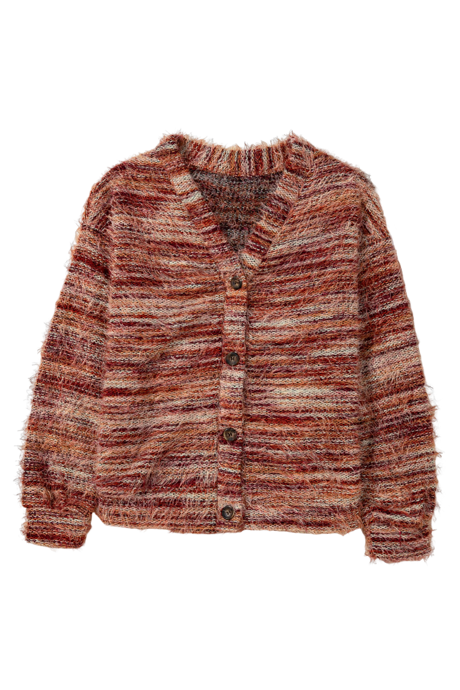 Vintage Gradient Fuzzy Cardigan, Women's Long Sleeve Top - Detail View 8