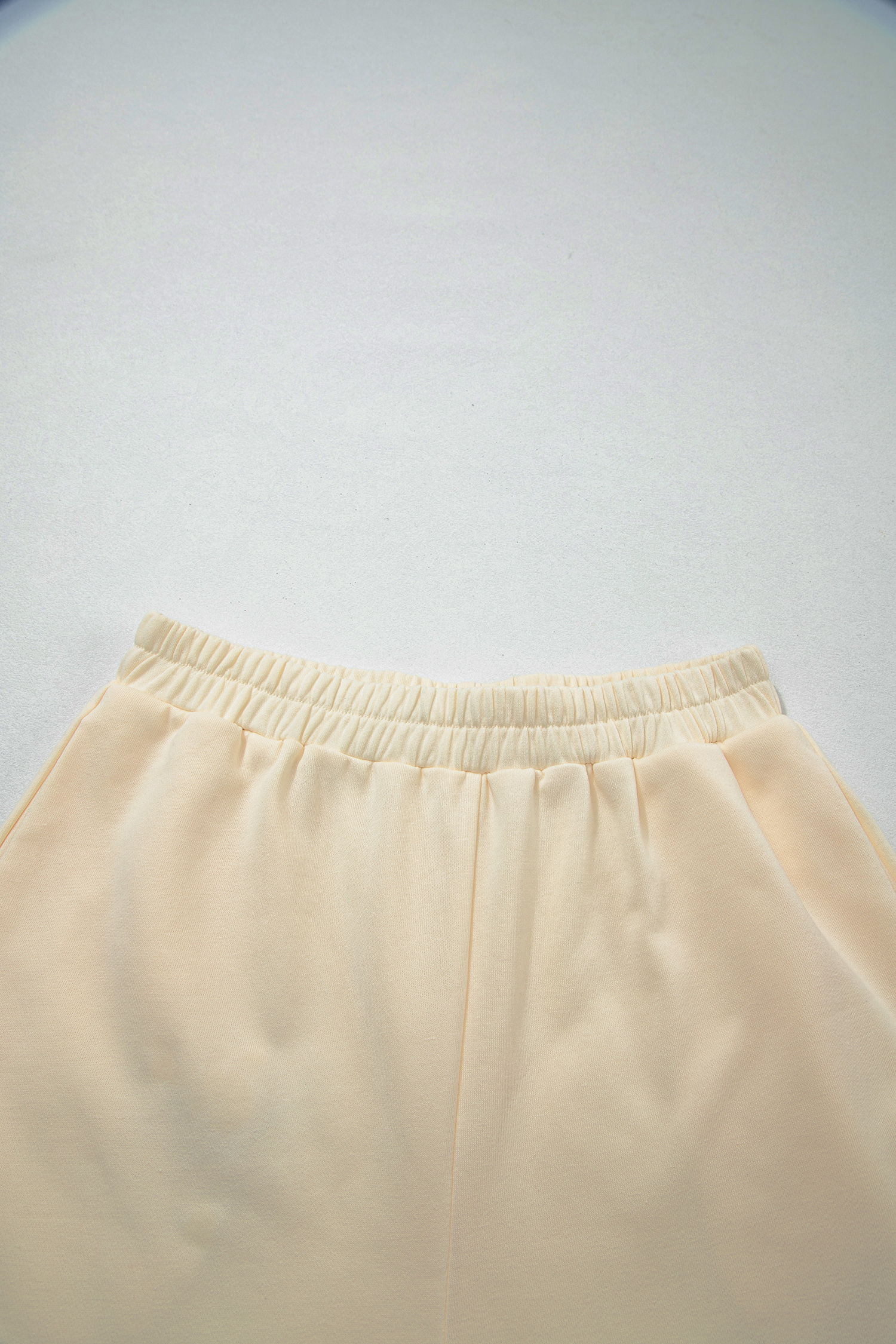 Beige Game Day Short Set, Long Sleeve Crewneck Loungewear - Detail View 11
