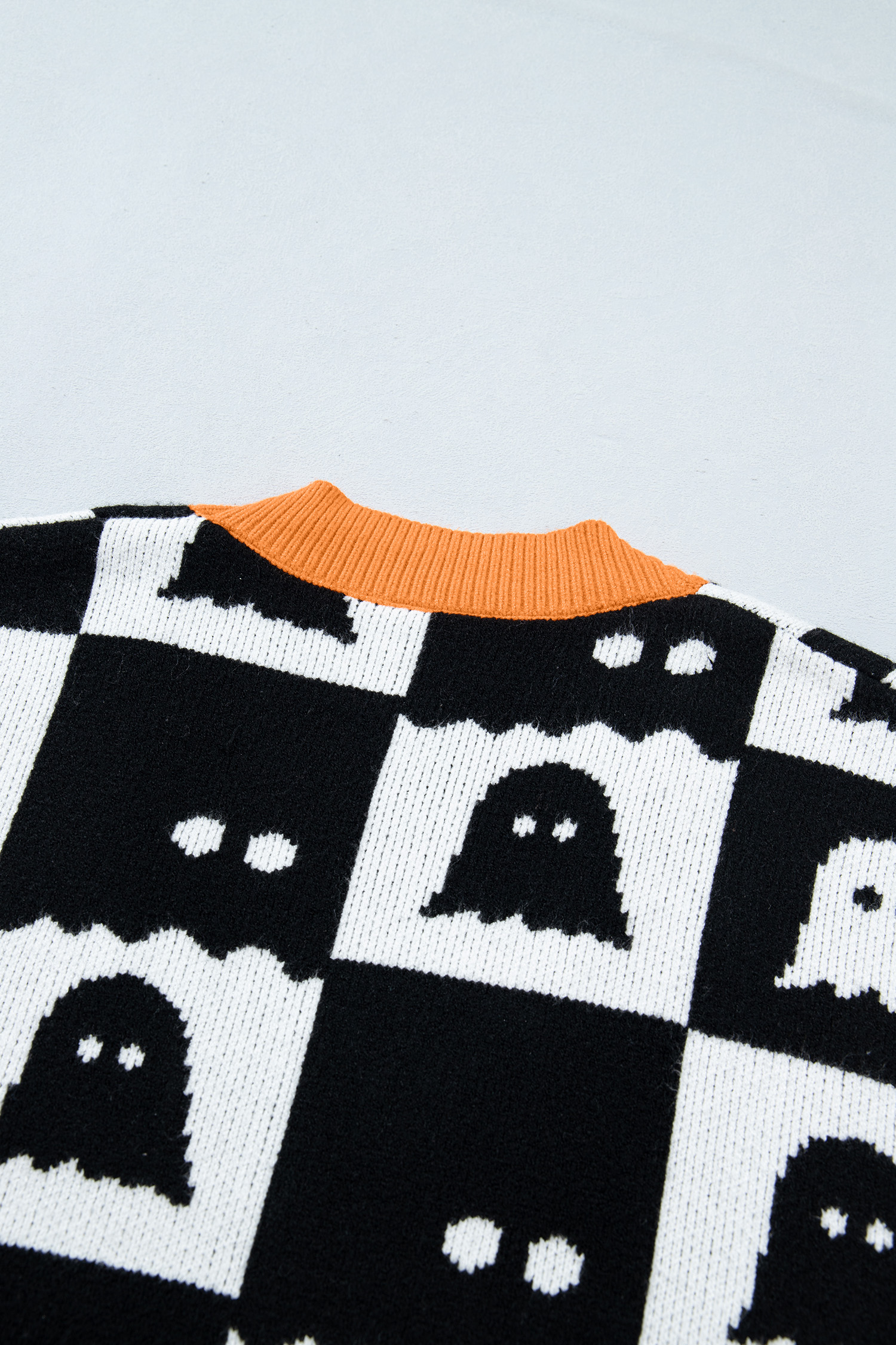 Women's Ghost Print Cardigan, Casual Halloween Knit Sweater - Detail View 7
