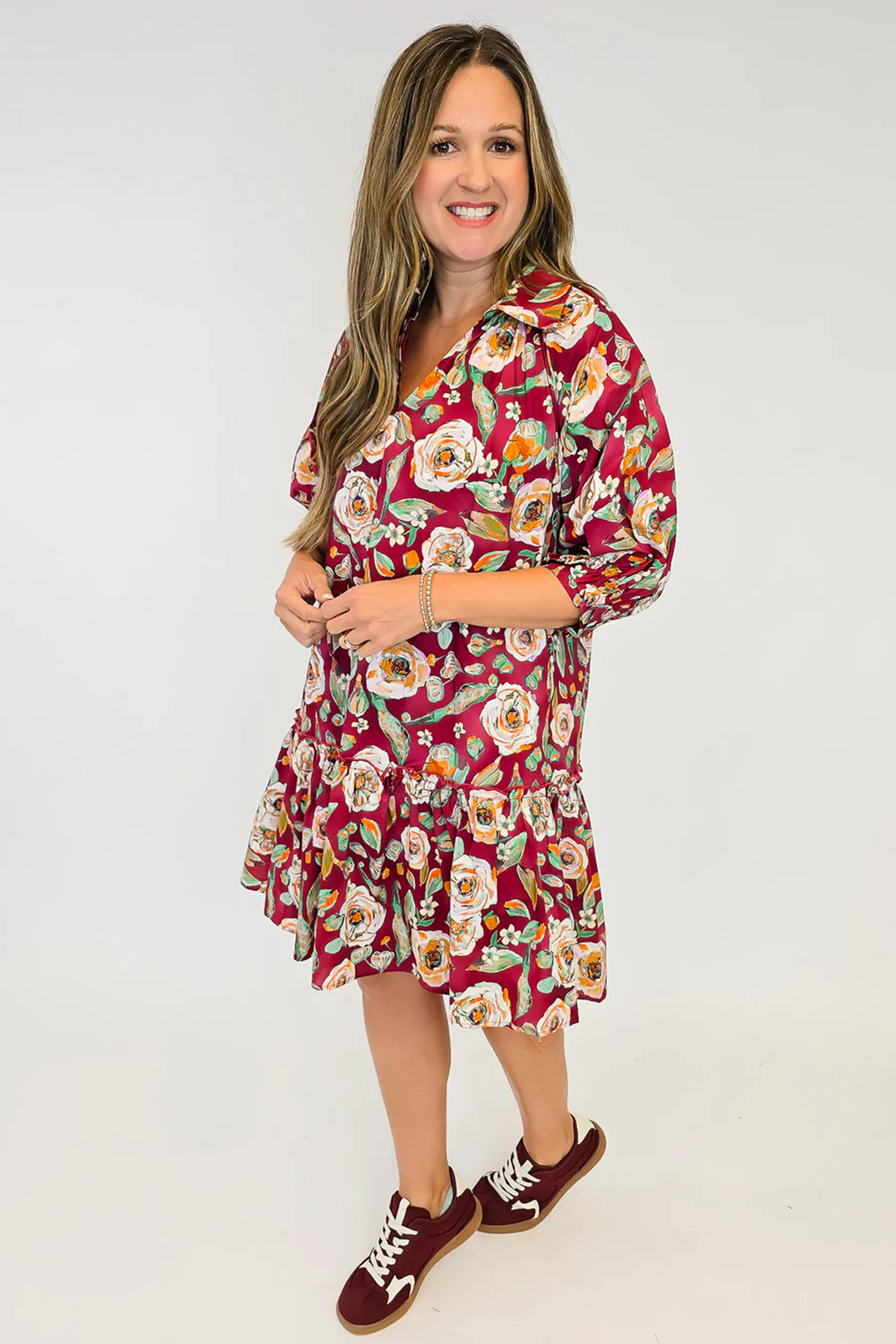 Casual Spring Floral Dress, Women's Comfortable Cotton Shift - Detail View 9