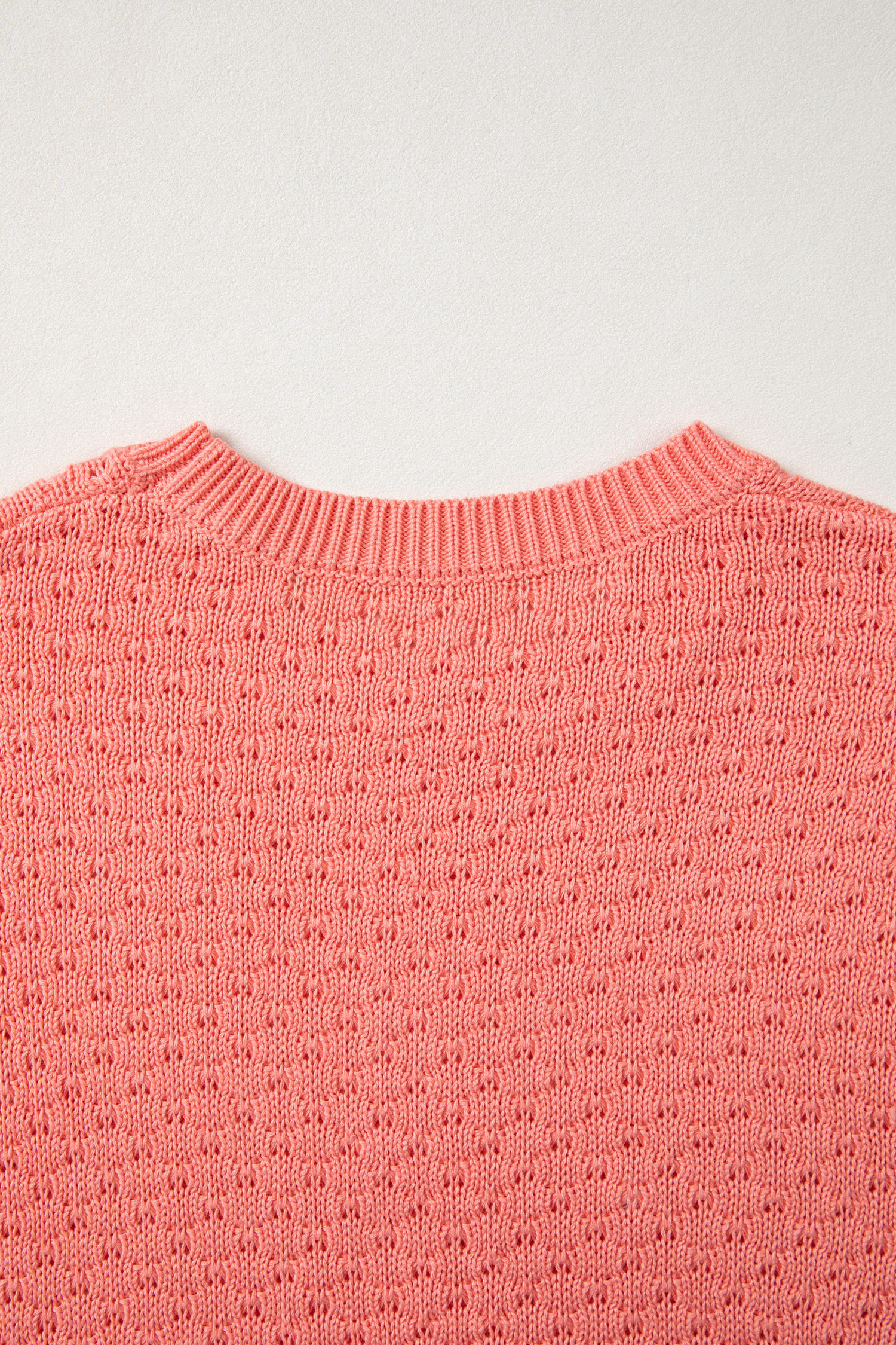 Women's Coral Knit Sweater, Casual Long Sleeve Crewneck Top - Detail View 10