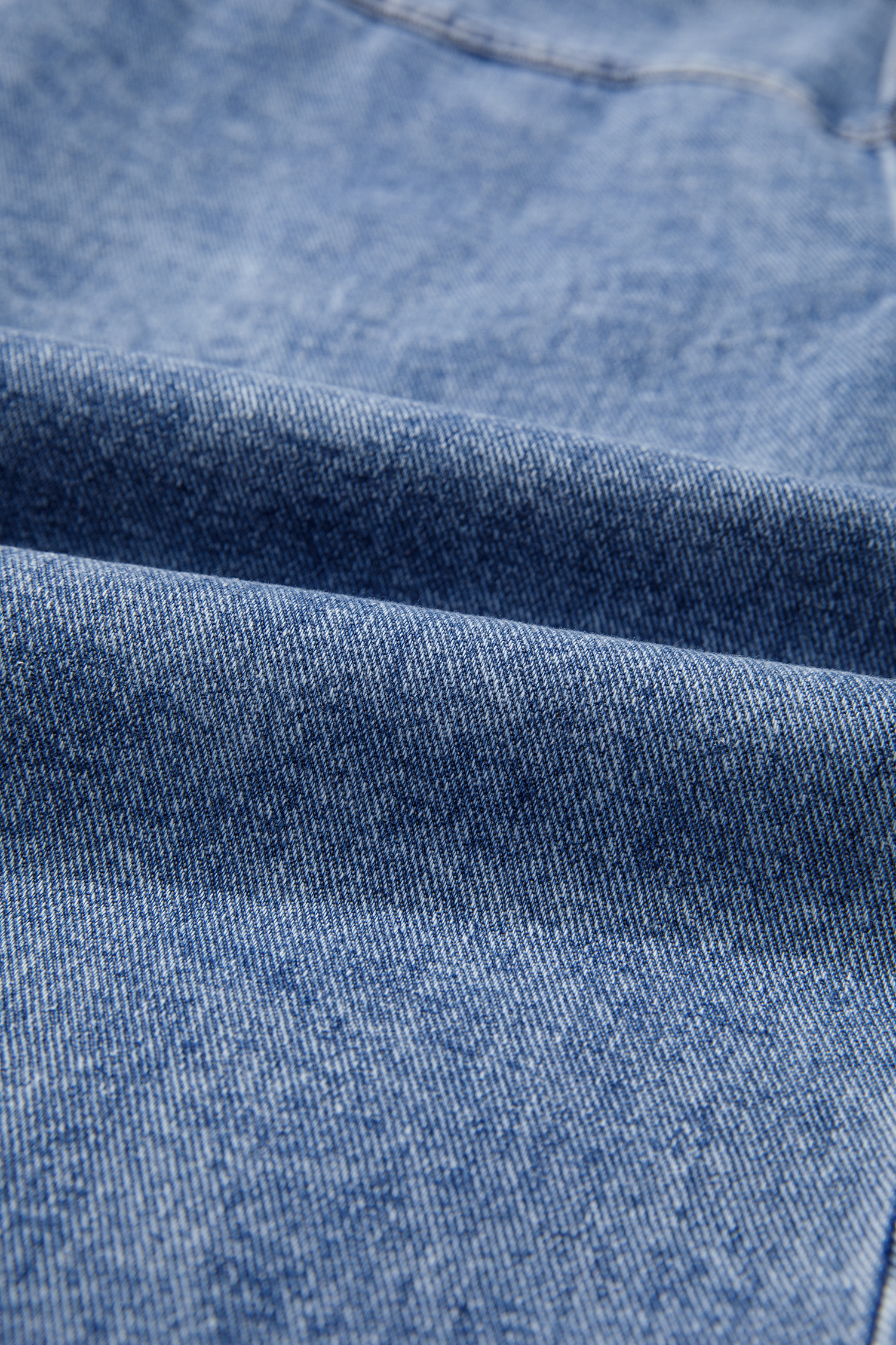 Women's Denim Jacket, Sky Blue Patchwork Button Down Coat - Detail View 13